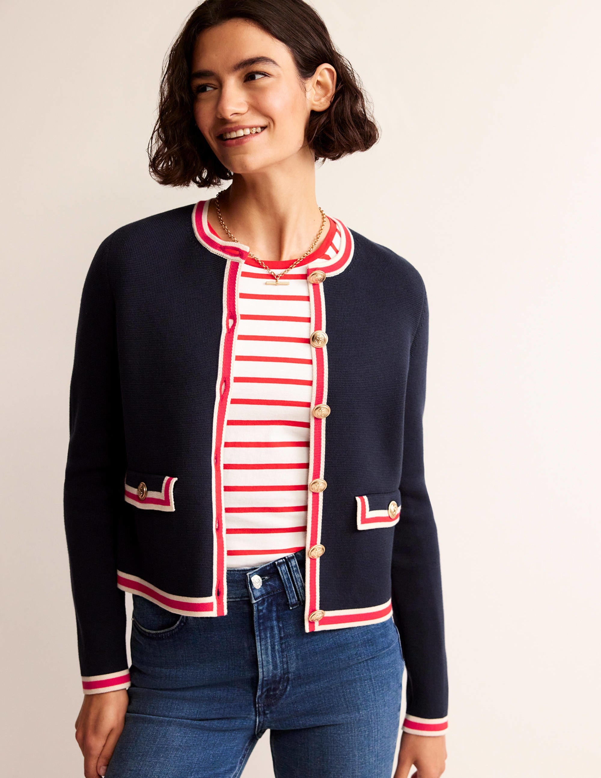 Holly Knitted Jacket-Navy - Image 1
