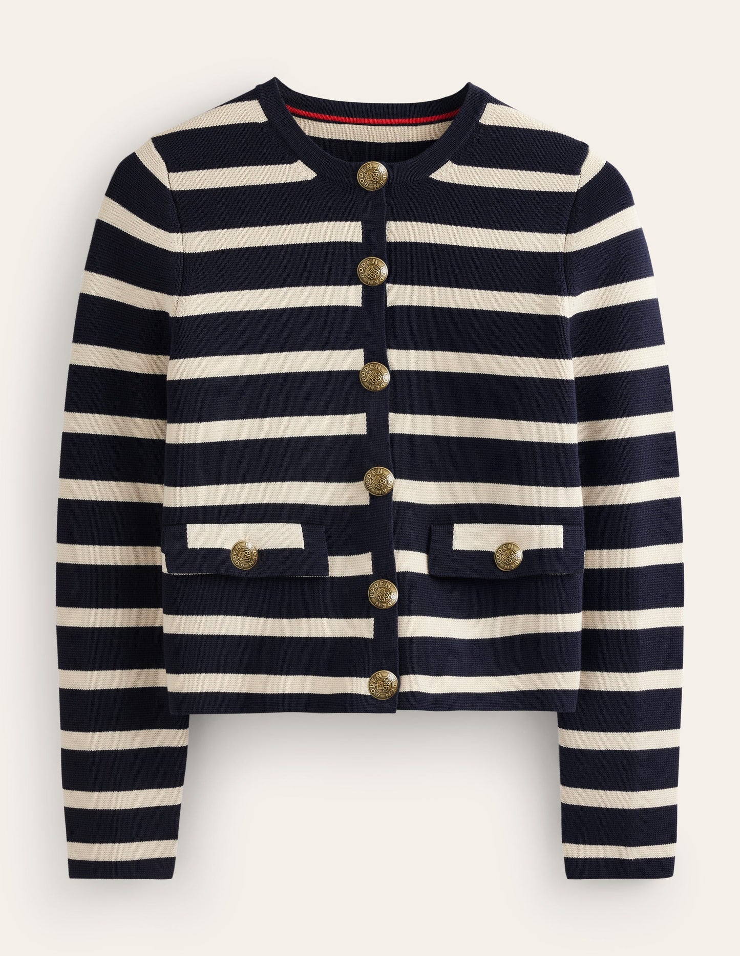 Holly Knitted Jacket-Navy, Ivory