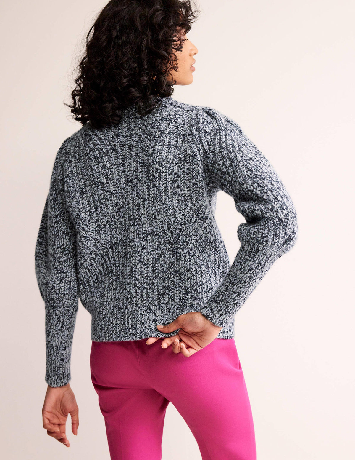 Chunky Rib Cashmere Sweater-Blues Melange - Image 3