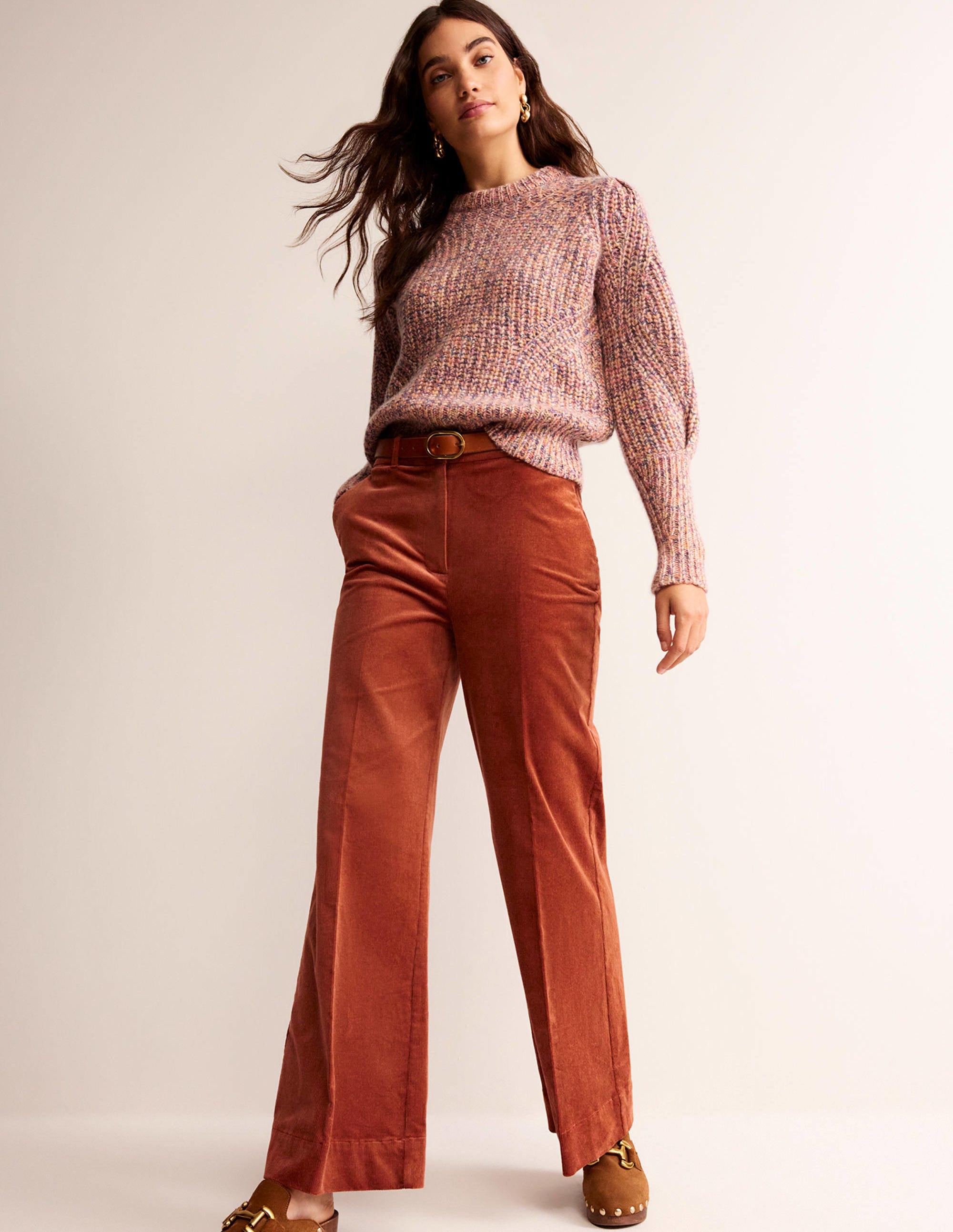 Chunky Rib Cashmere Sweater-Dusky Rose Marl - Image 4