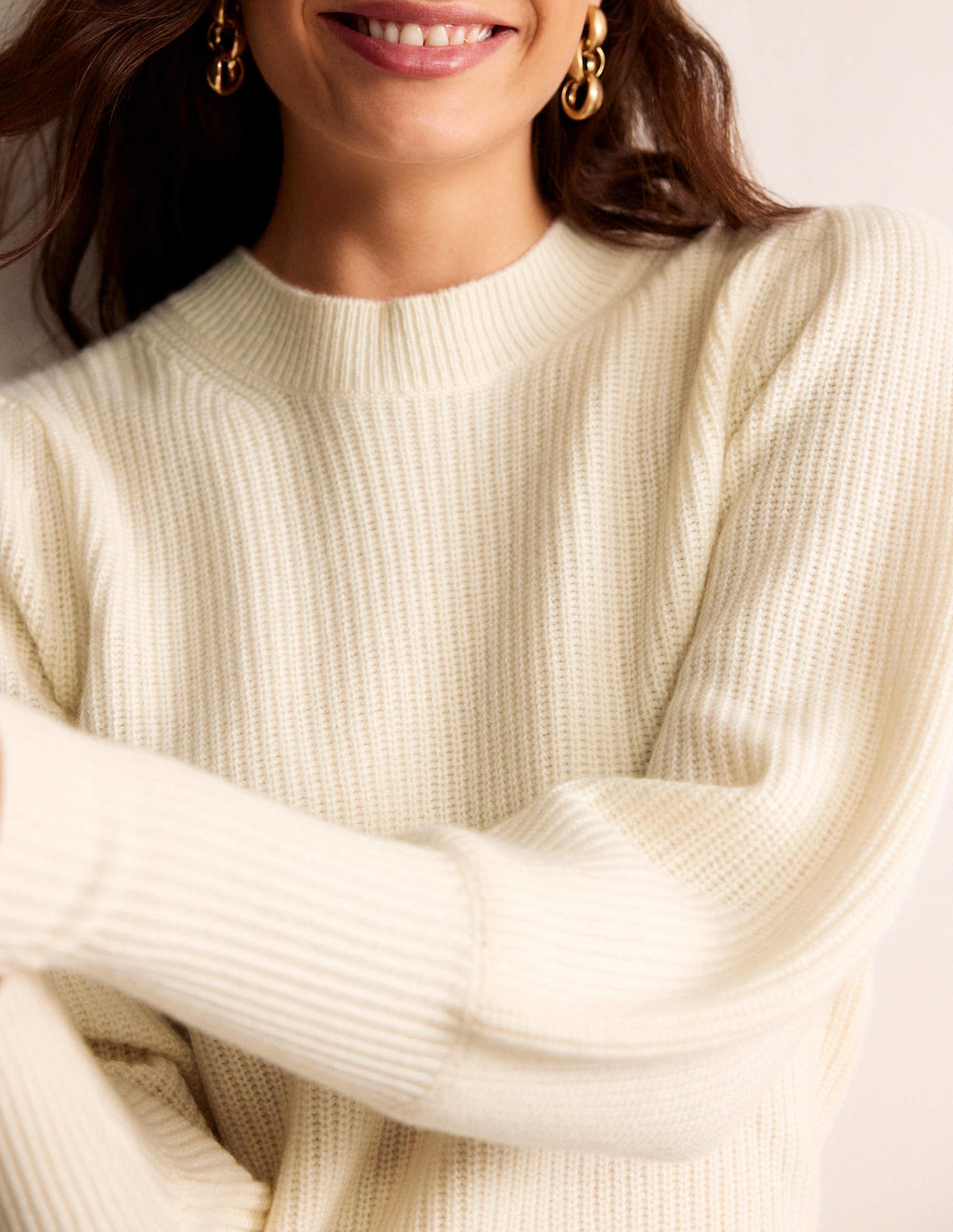 Key Hole Cashmere Sweater-Warm Ivory - Image 2