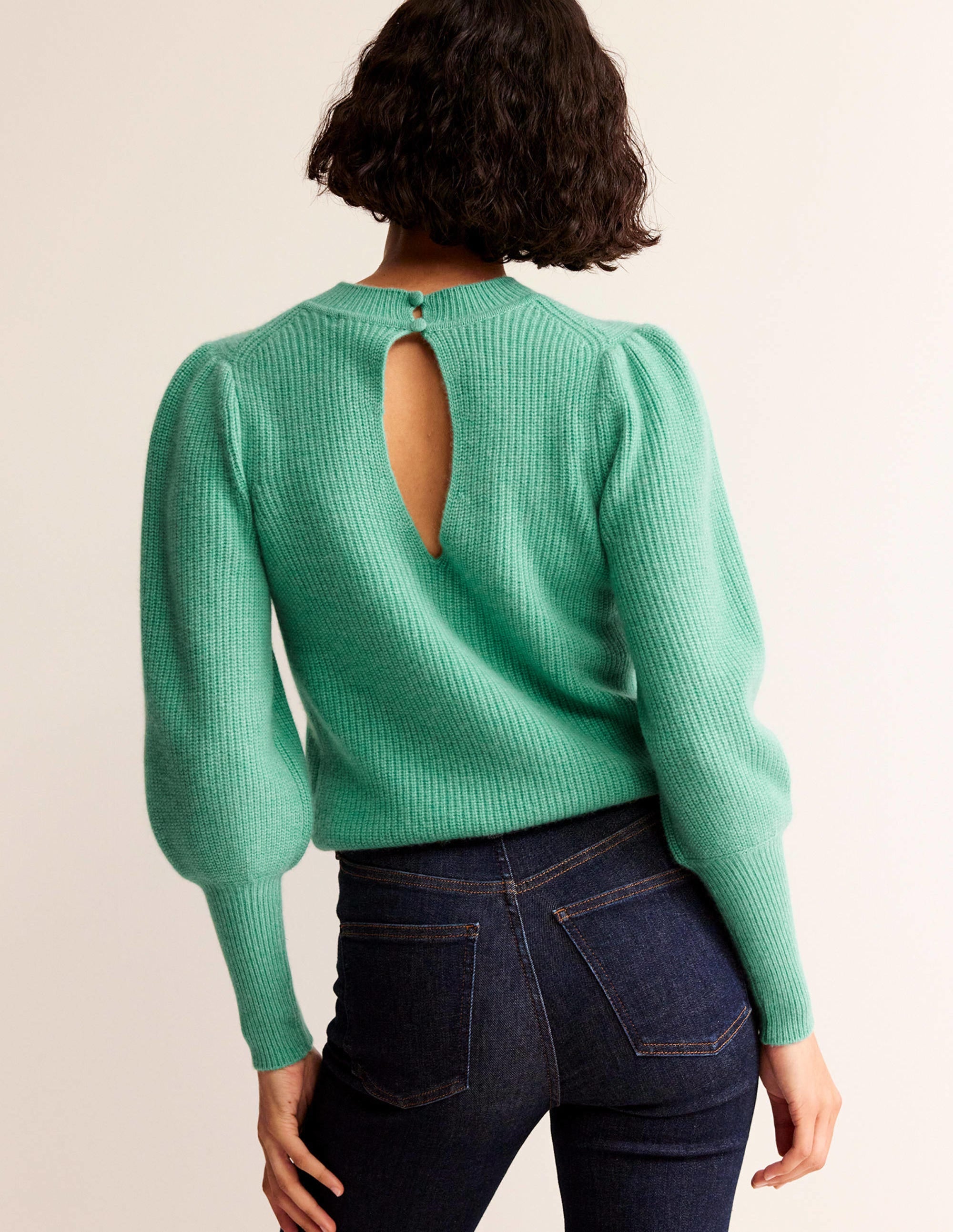 Key Hole Cashmere Sweater-Indian Ocean - Image 3