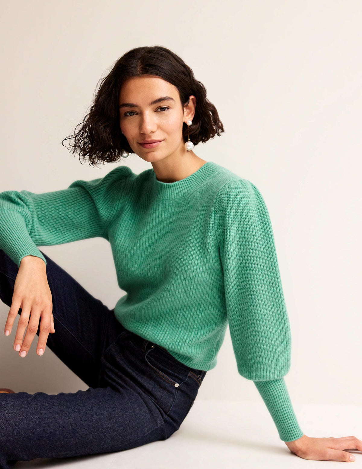Key Hole Cashmere Sweater-Indian Ocean - Image 4