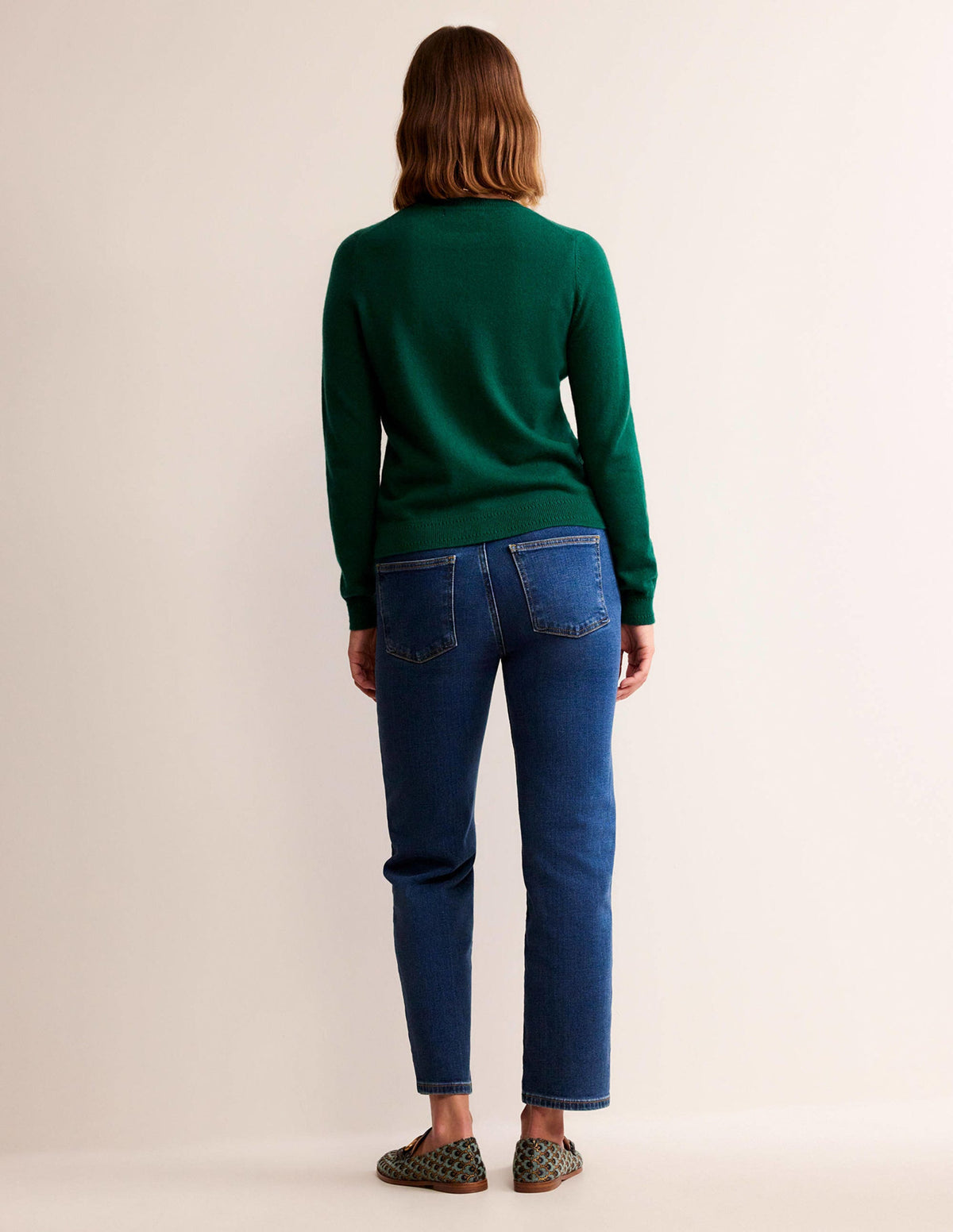 Eva Cashmere Crew Neck Sweater-Deep Forest - Image 6