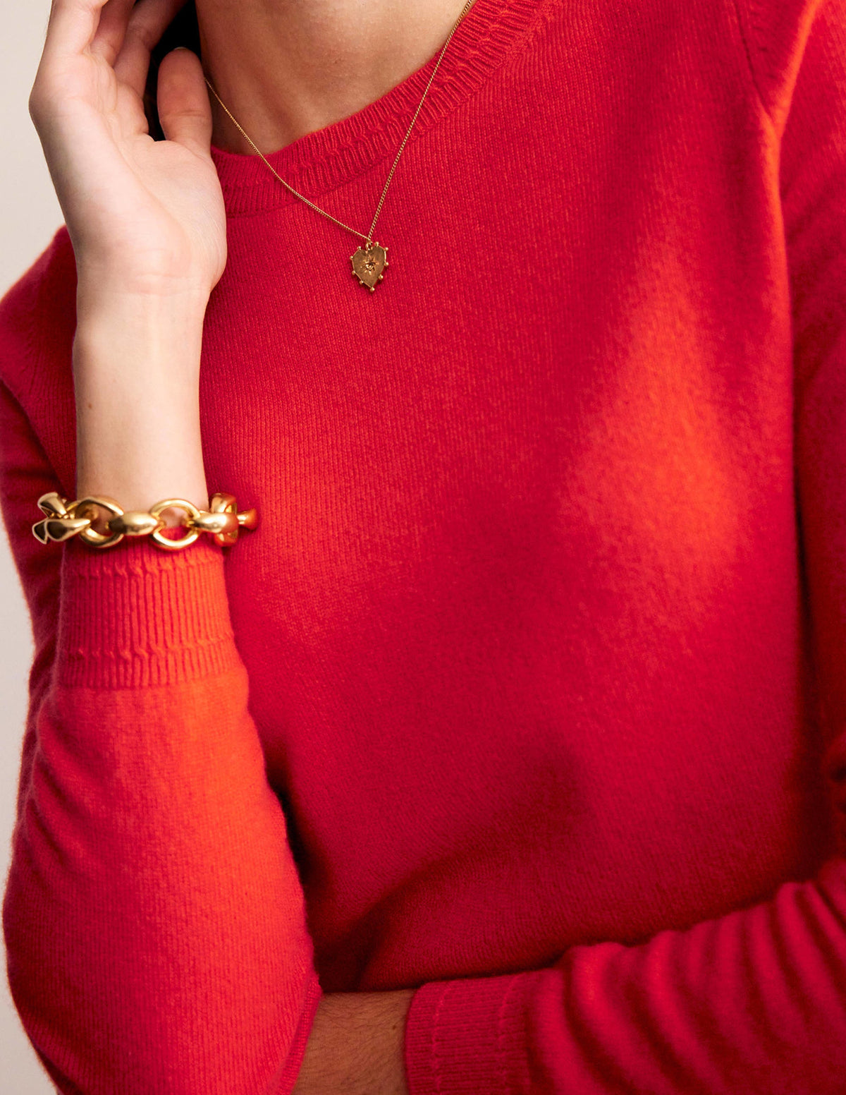 Eva Cashmere Crew Neck Sweater-Firecracker Red - Image 2