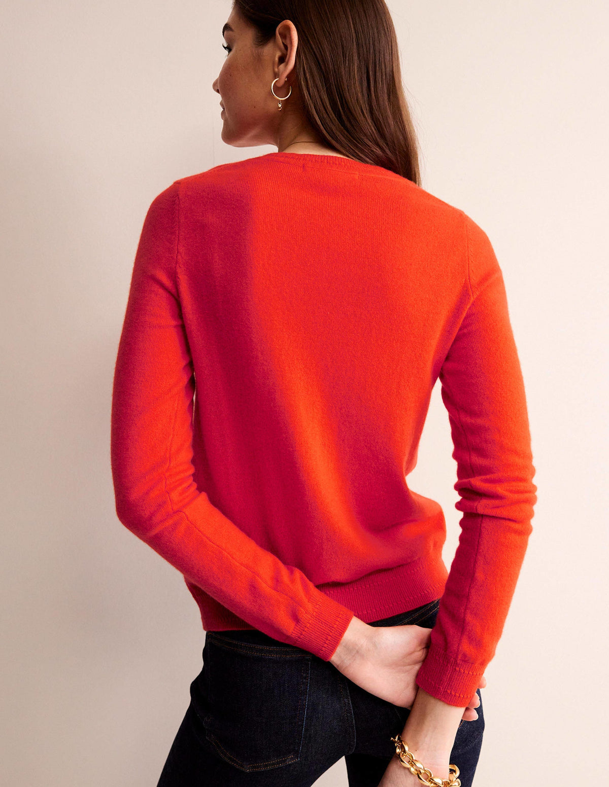Eva Cashmere Crew Neck Sweater-Firecracker Red-3