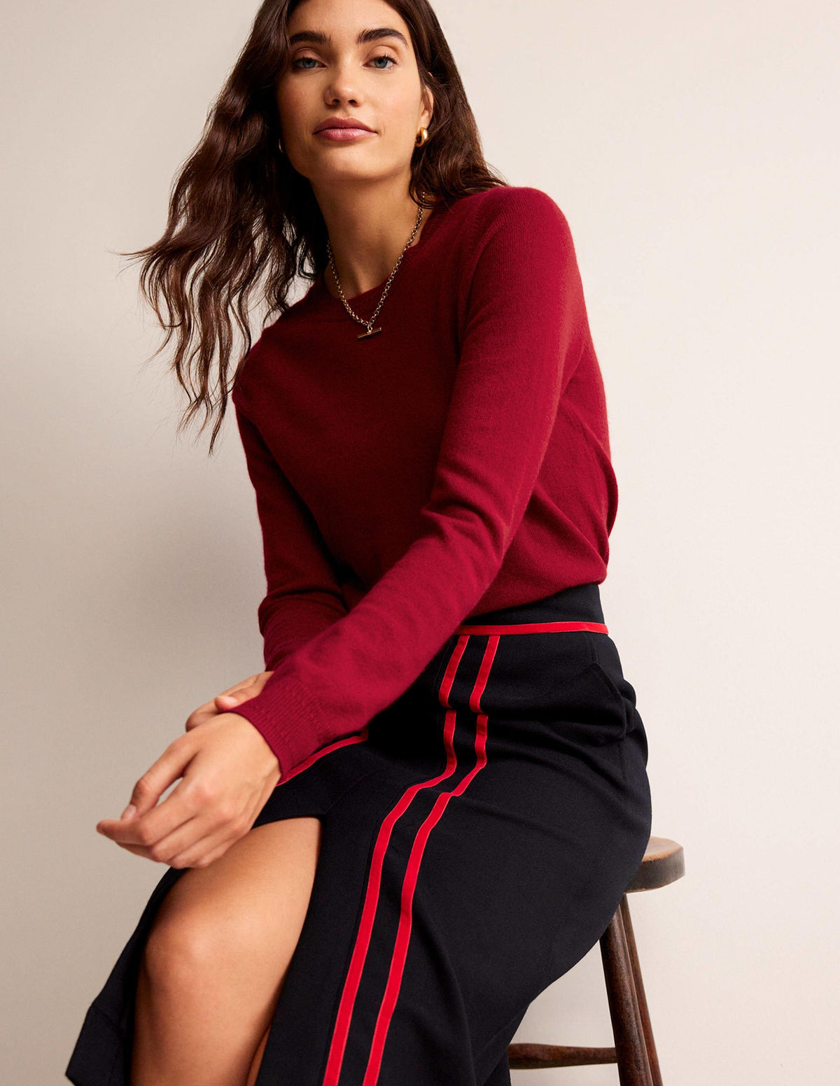 Eva Cashmere Crew Neck Sweater-Salsa-1