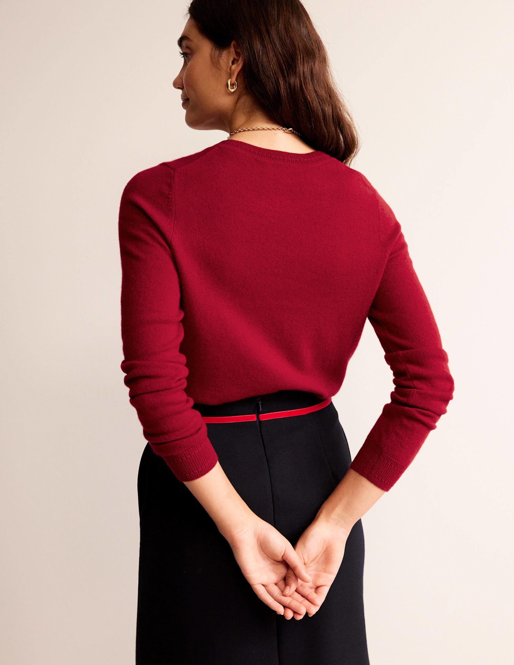 Eva Cashmere Crew Neck Sweater-Salsa - Image 3