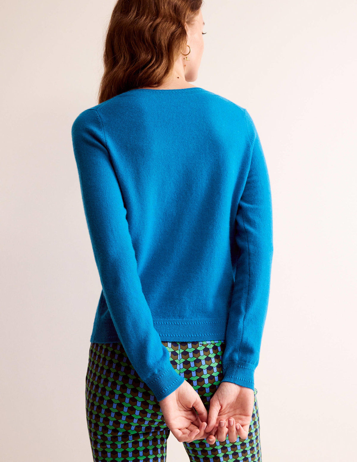 Eva Cashmere V-Neck Sweater-Cyan-3