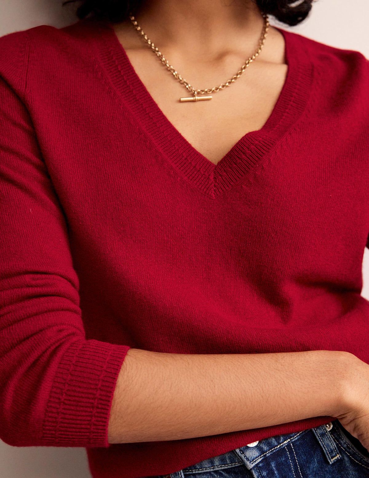 Eva Cashmere V-Neck Sweater-Salsa - Image 2