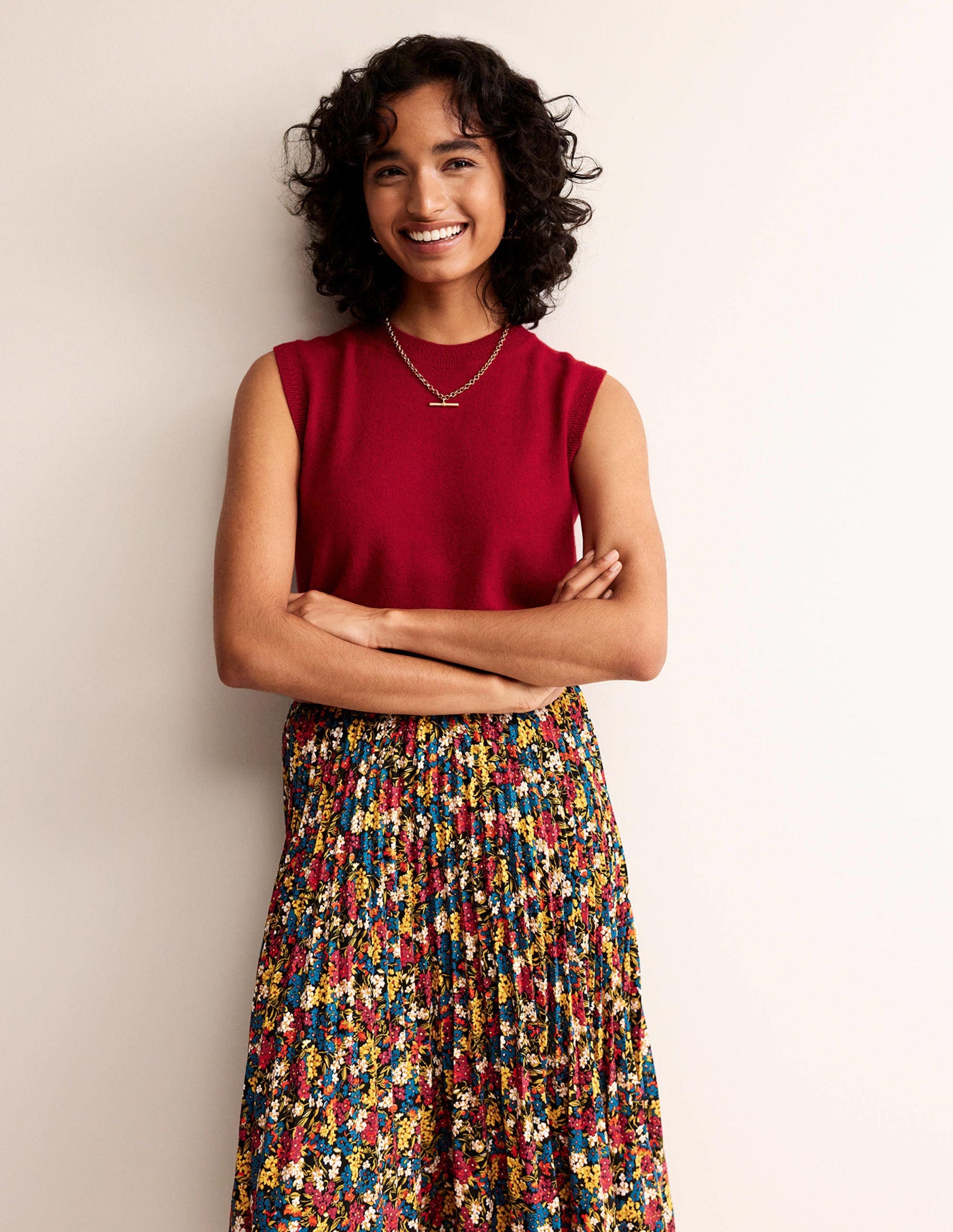 Eva Cashmere Vest-Salsa-1