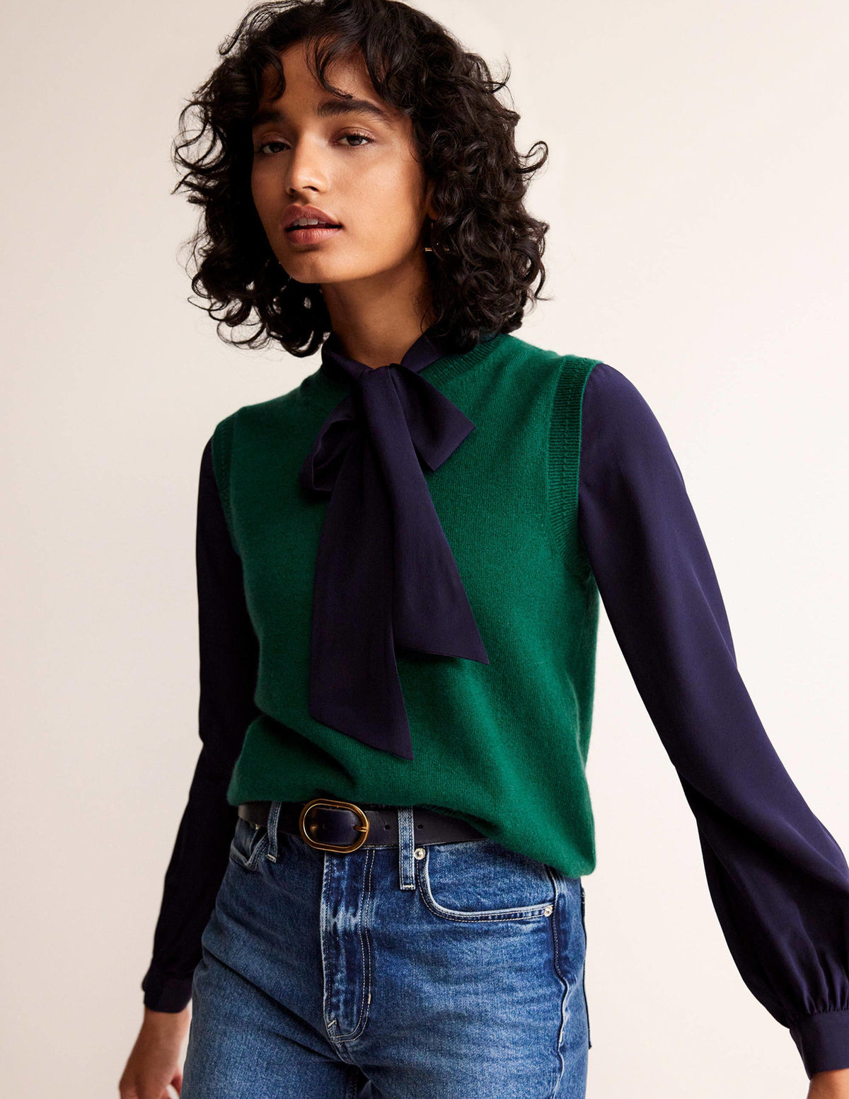 Eva Cashmere Vest-Deep Forest - Image 1