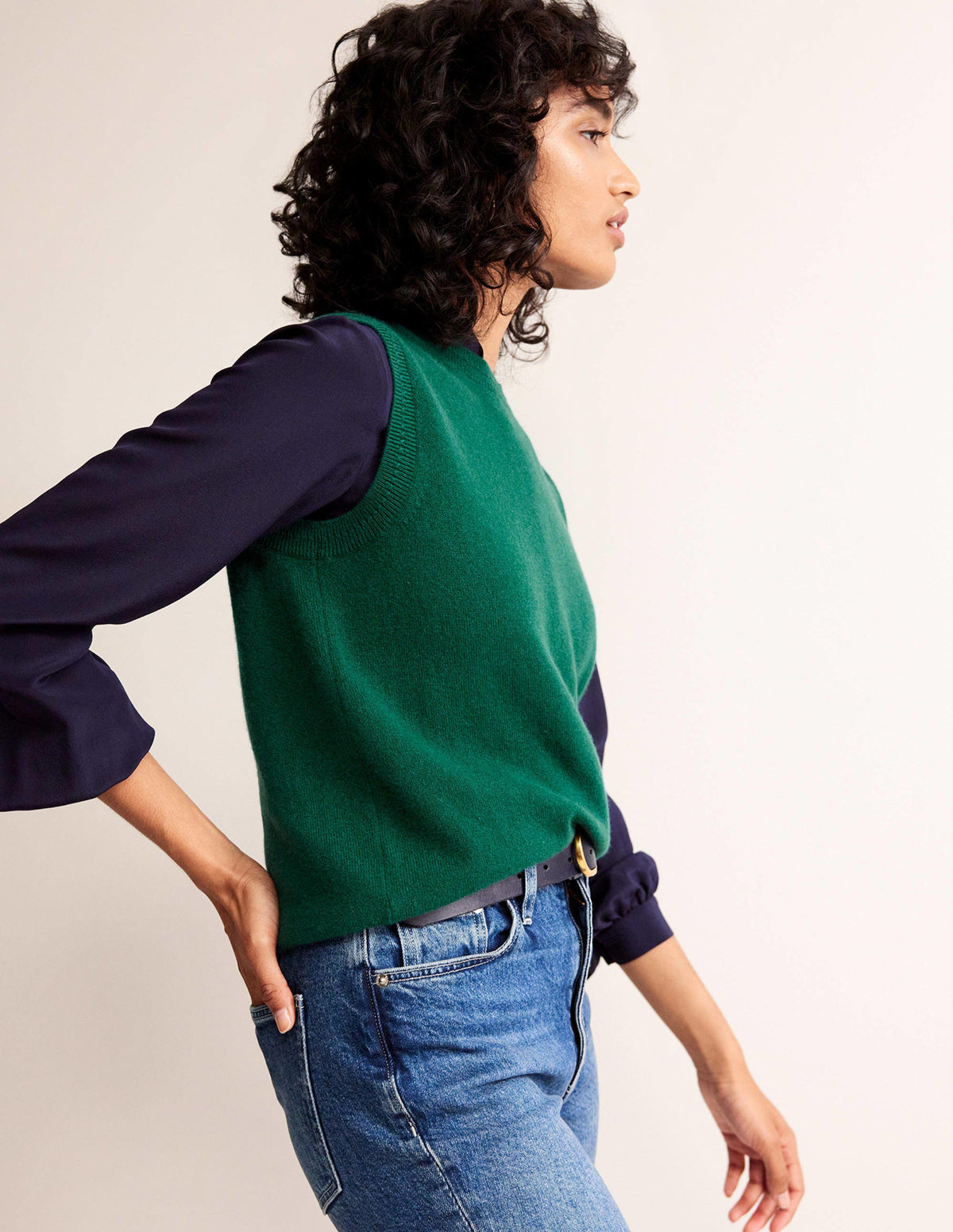 Eva Cashmere Vest-Deep Forest-4