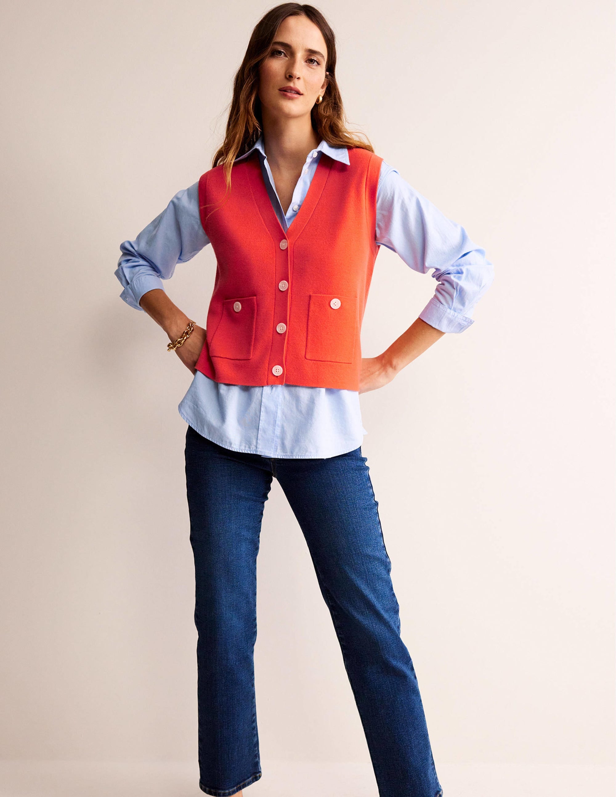 Cardigan Tank-Fiesta Orange - Image 1