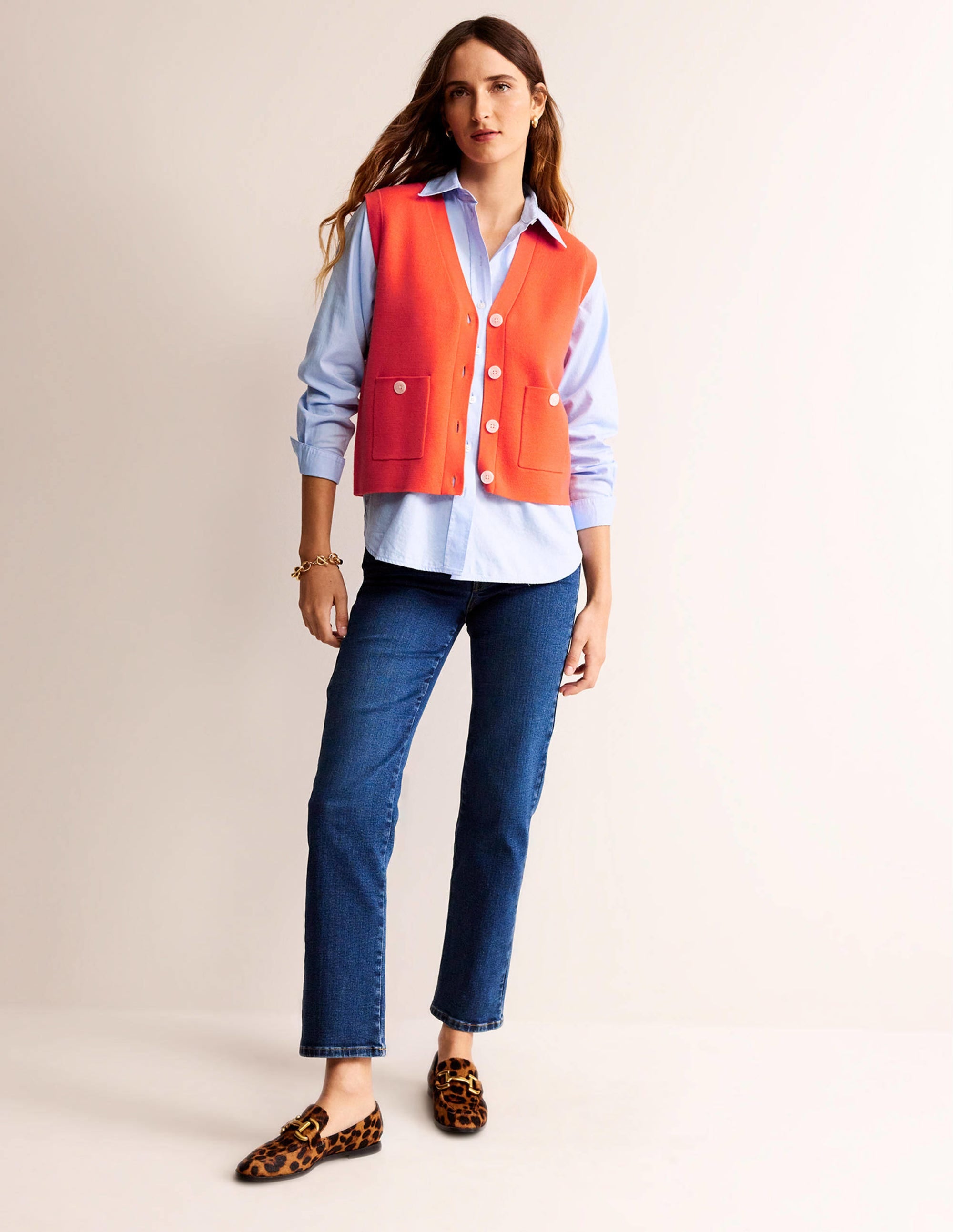 Cardigan Tank-Fiesta Orange - Image 4