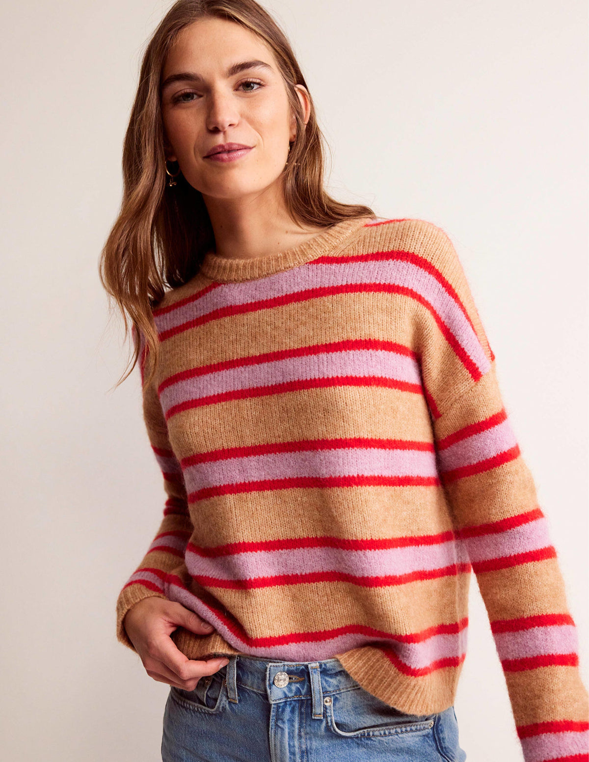 Rosemary Relaxed Sweater-Camel Marl, Strawberry Sherbet-1