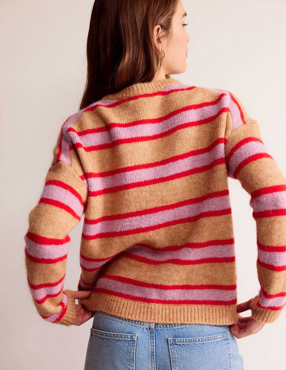 Rosemary Relaxed Sweater-Camel Marl, Strawberry Sherbet-3