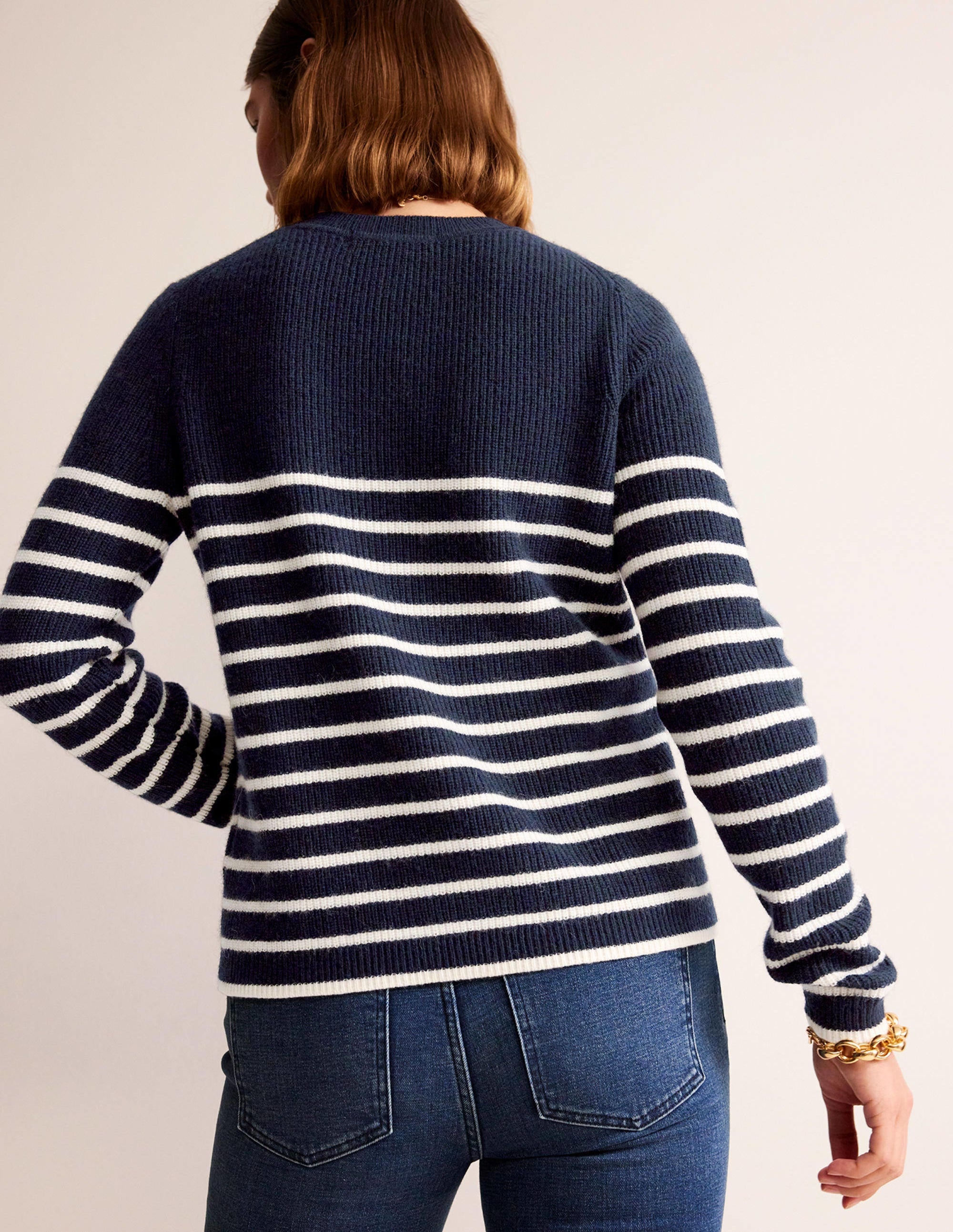 Francesca Stripe Jumper-Navy and Ivory Stripe - Image 3