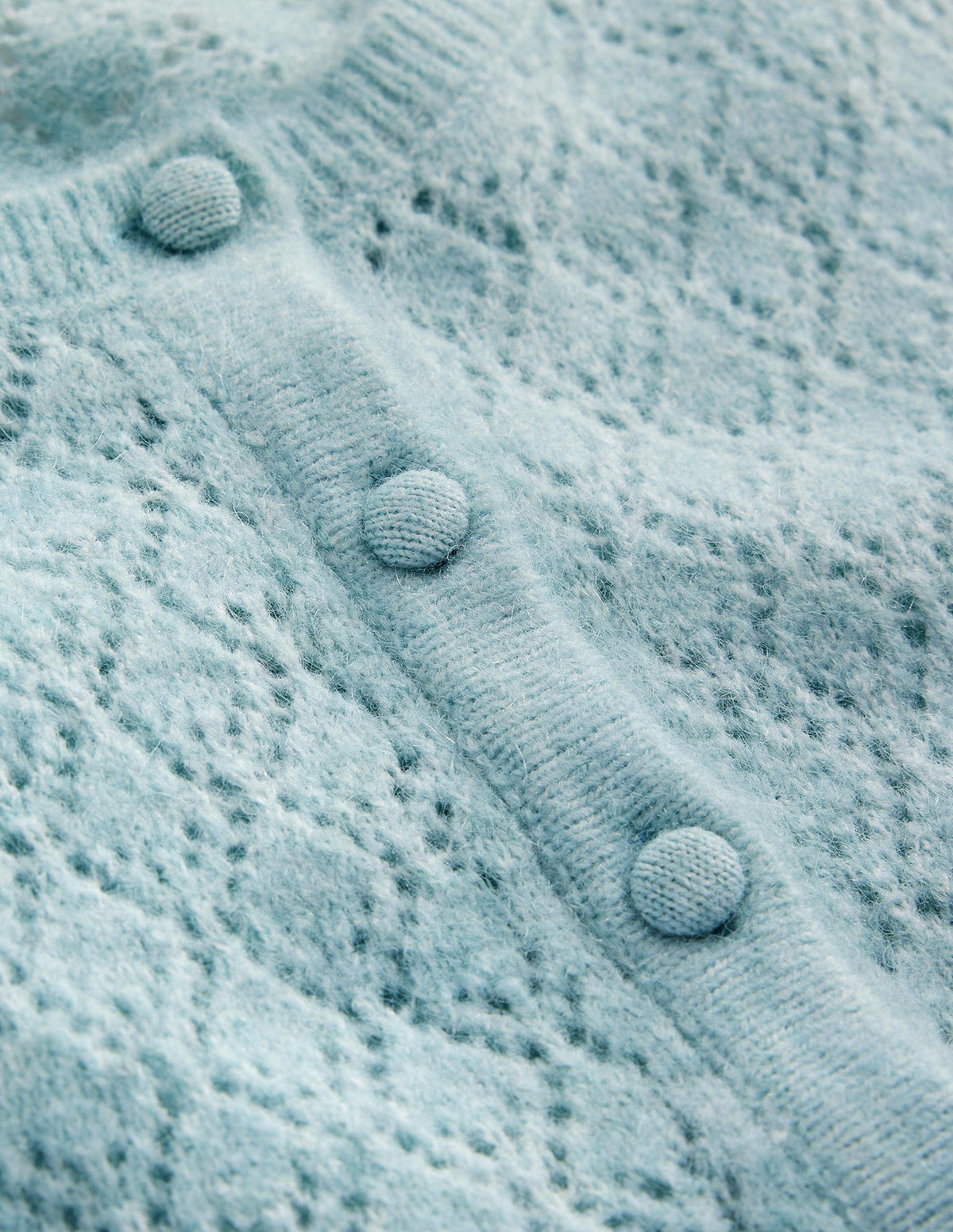 Fluffy Henley Pointelle Jumper-Gulf Stream - Image 7