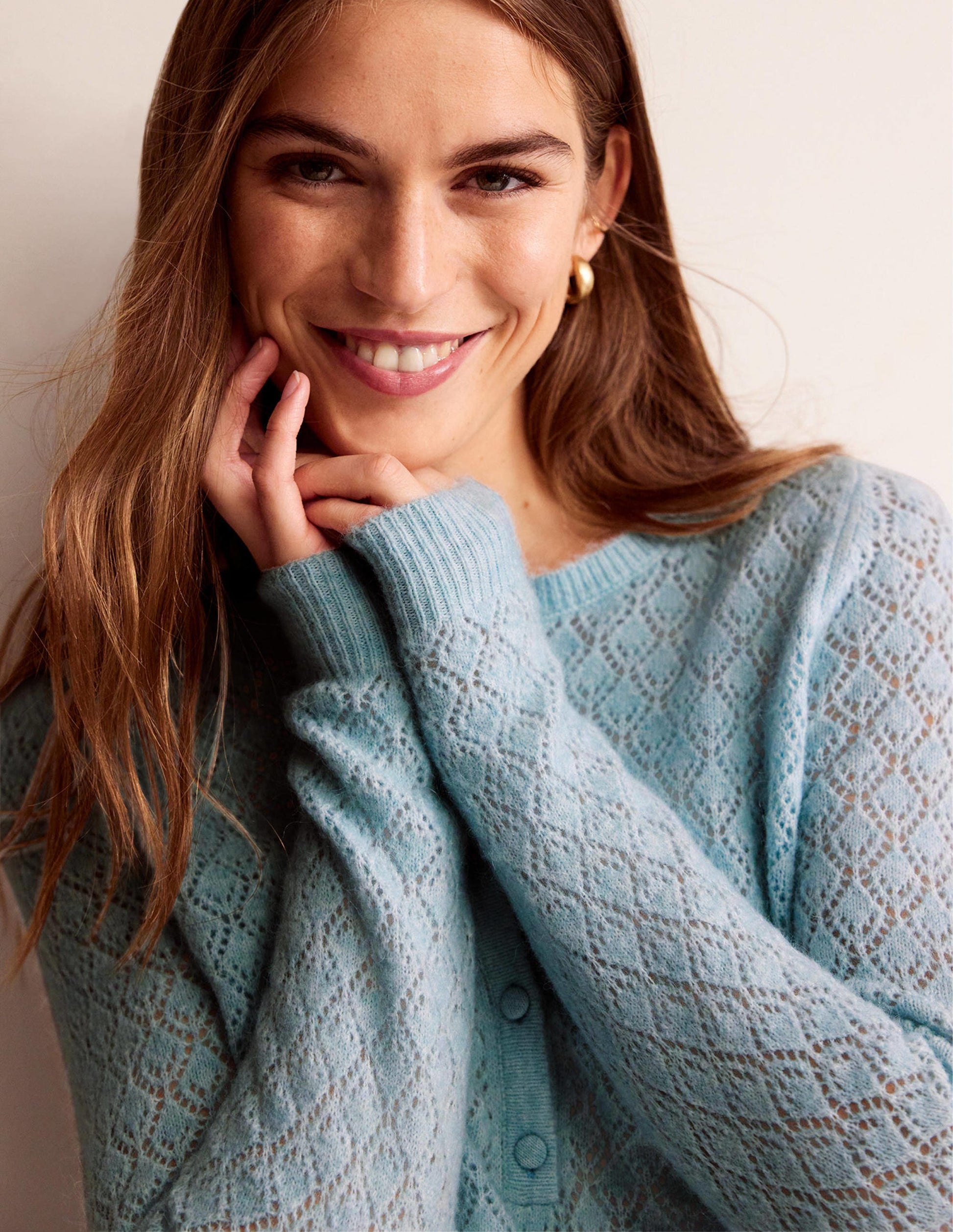 Fluffy Henley Pointelle Jumper-Gulf Stream-2