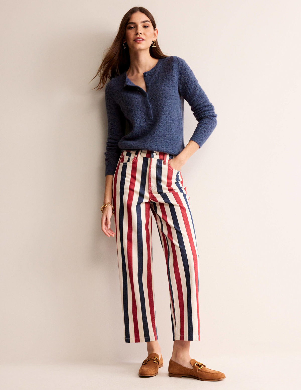 Fluffy Henley Pointelle Jumper-Nightshadow Blue - Image 4