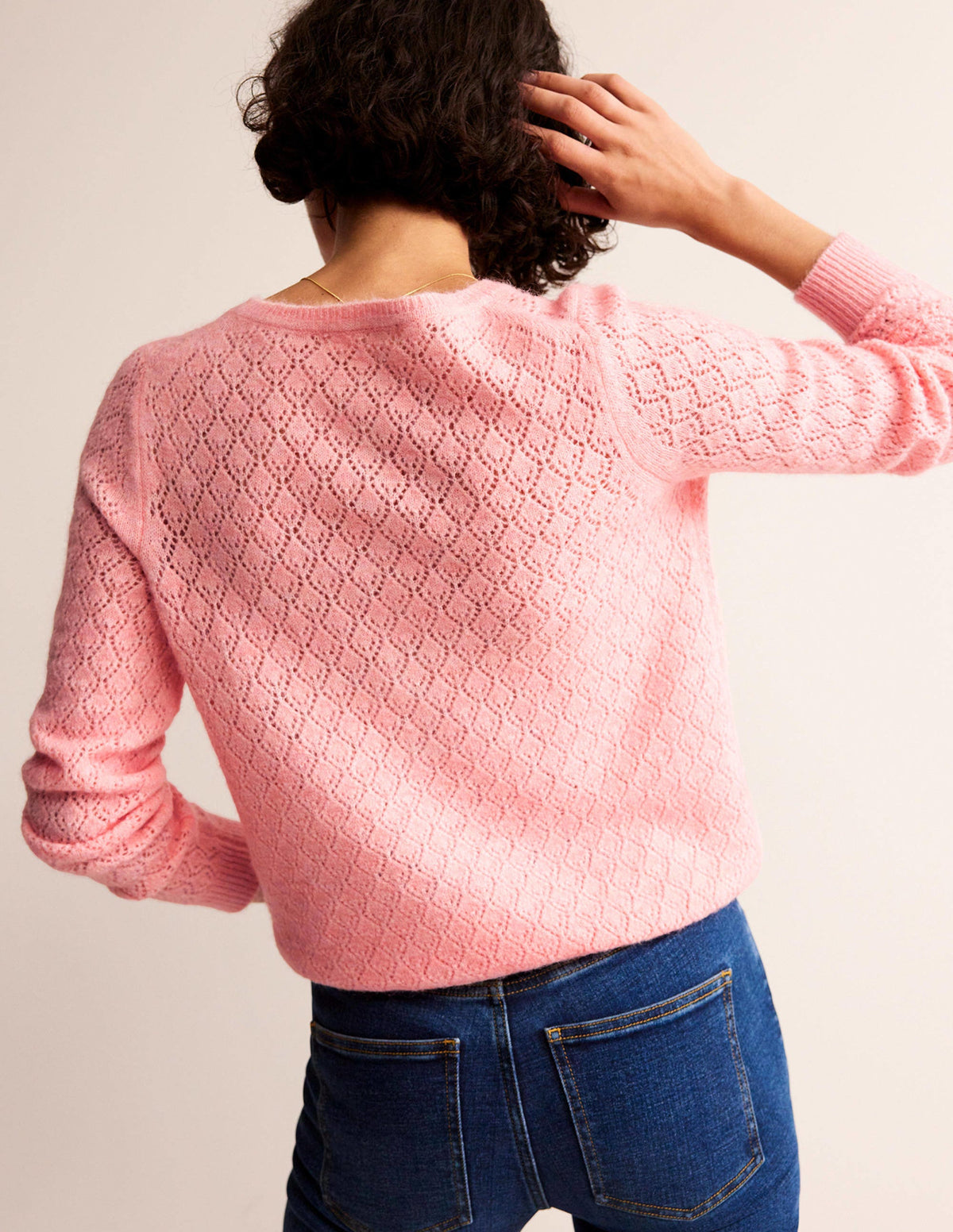 Fluffy Henley Pointelle Jumper-Dahlia Pink-3