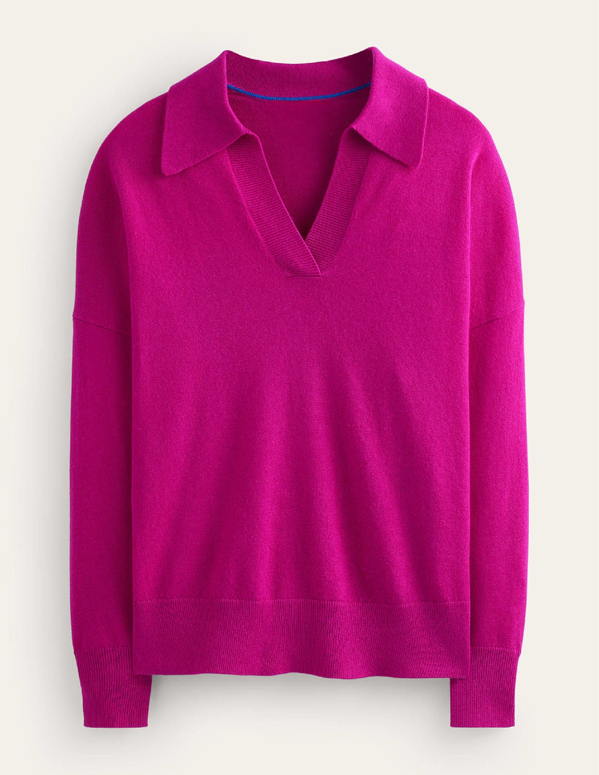 Collared Cashmere Henley-Magenta - Image 5