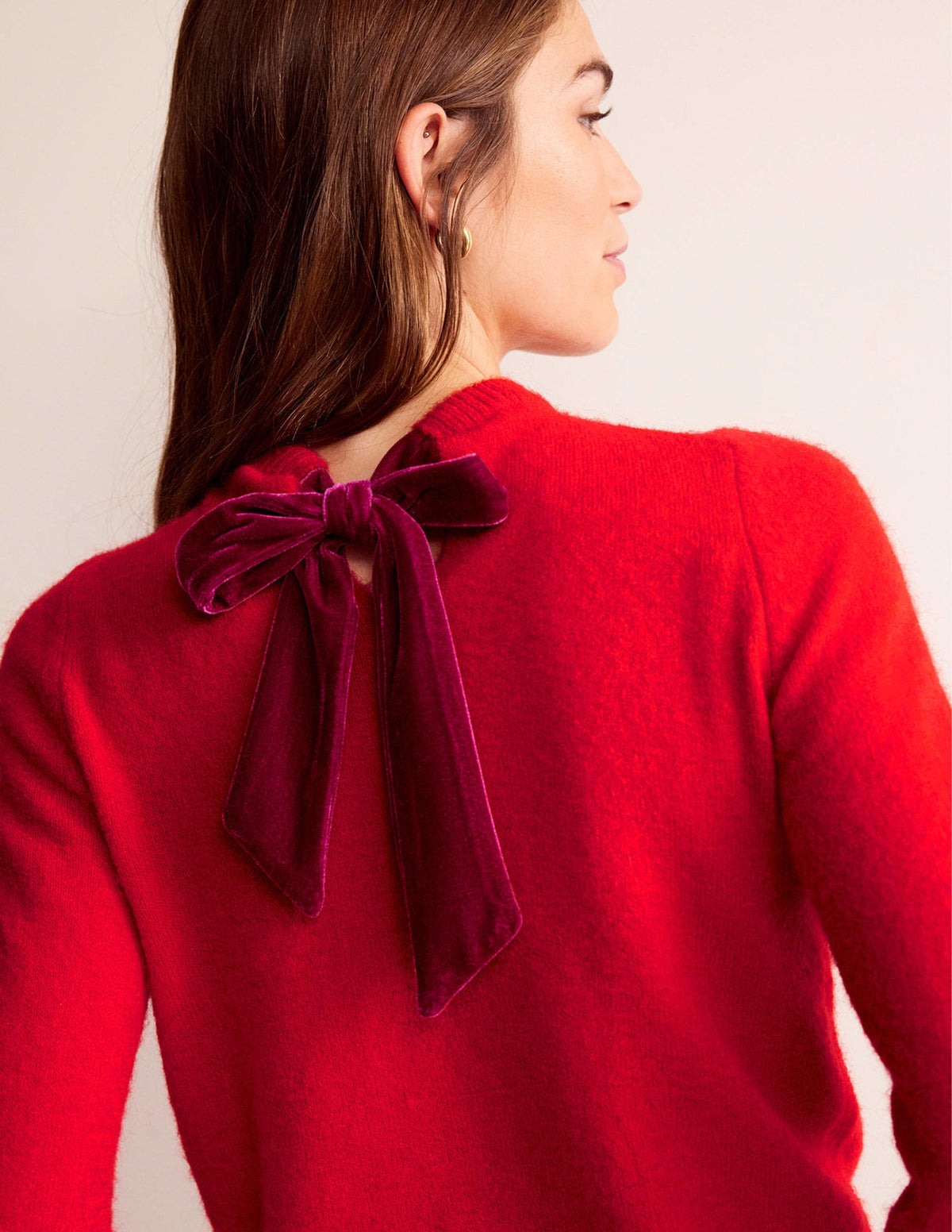 Fluffy Bow Back Sweater-Hot Pepper - Image 2
