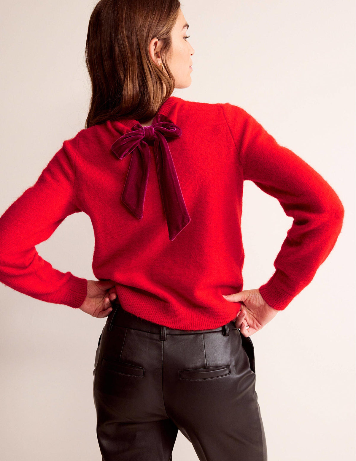 Fluffy Bow Back Sweater-Hot Pepper - Image 3