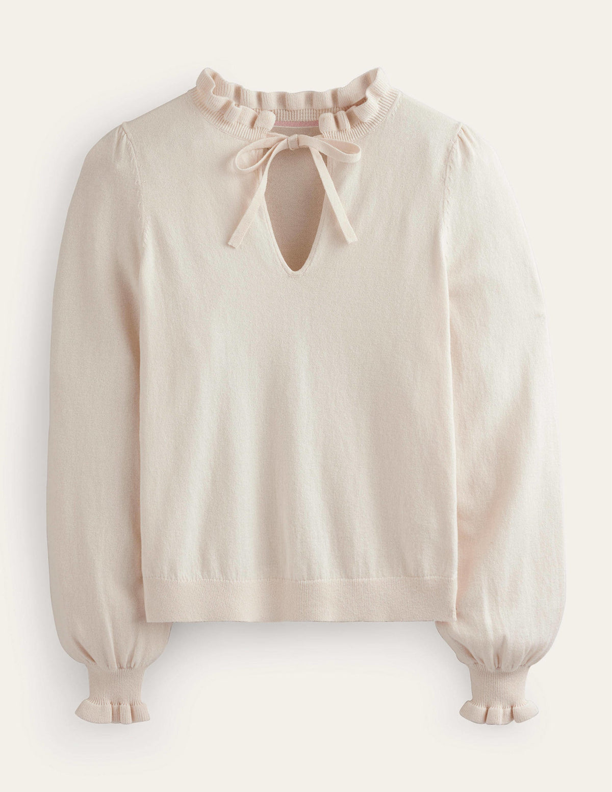 Ruffle Tie-Neck Sweater-Ivory - Image 7