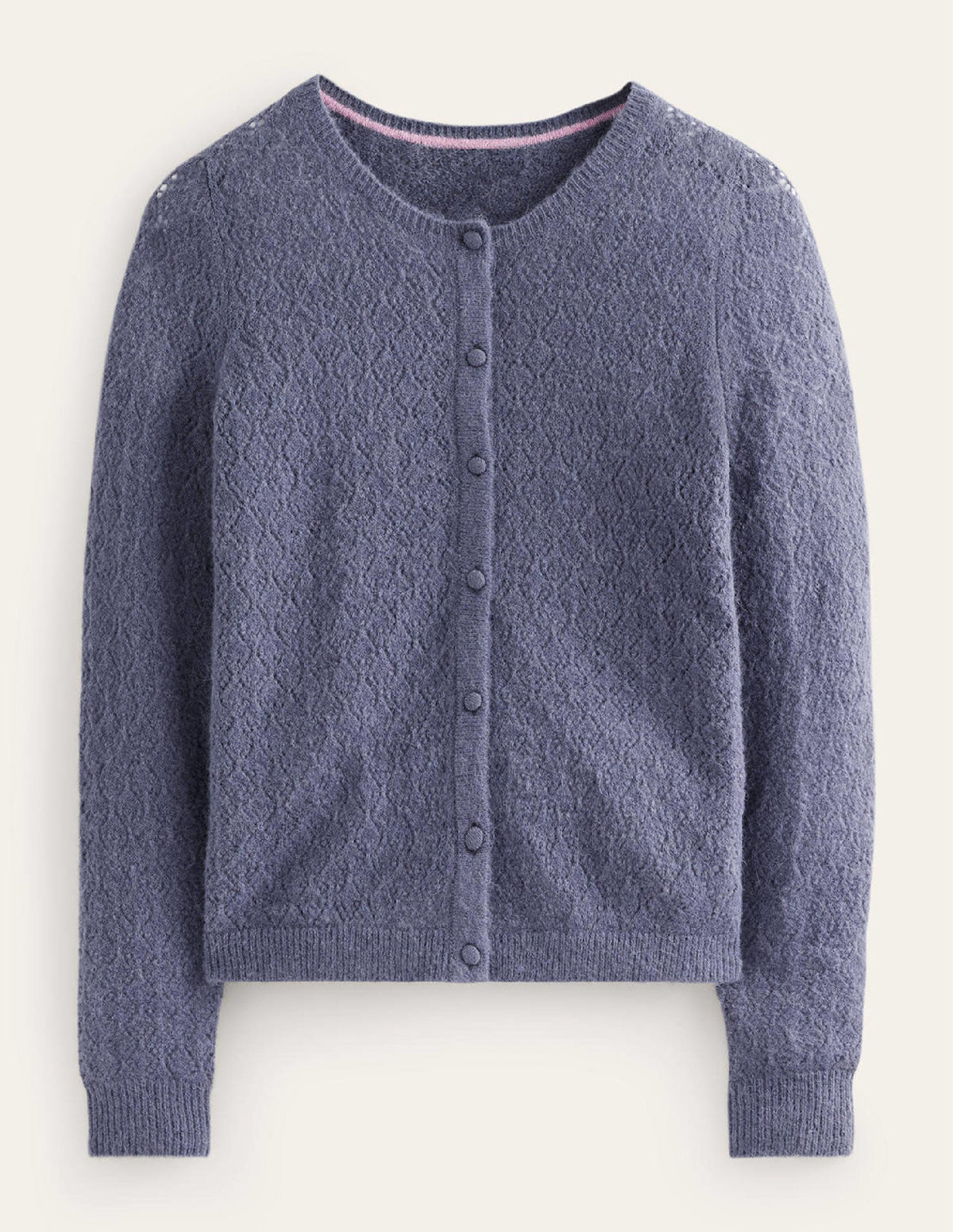 Fluffy Pointelle Cardigan-Nightshadow Blue-5