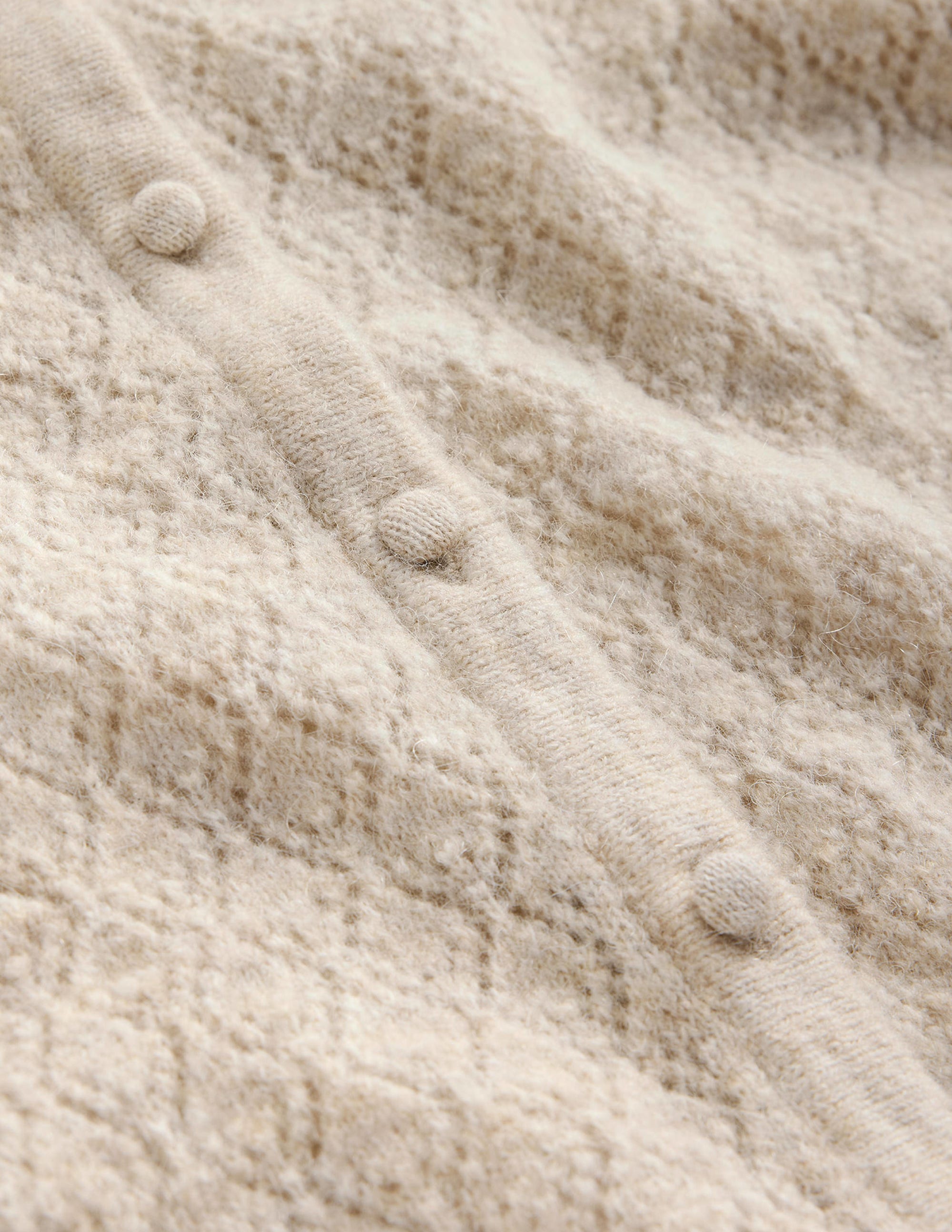 Fluffy Pointelle Cardigan-Oatmeal Melange - Image 7