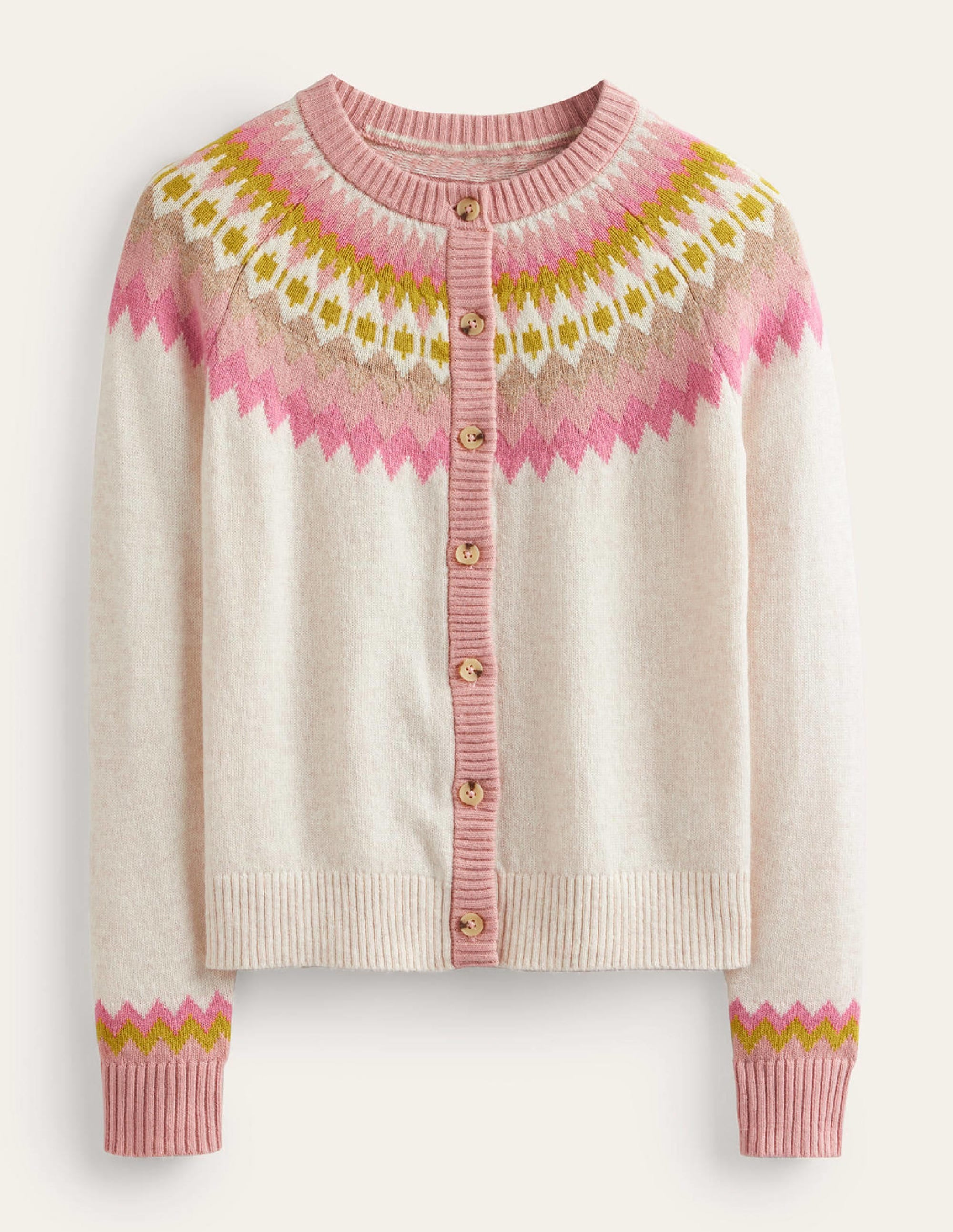 Edie Fair Isle Cardigan-Oatmeal Melange Fair Isle - Image 5