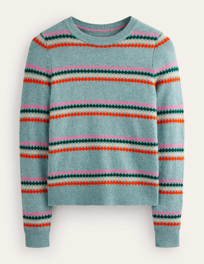 Edie Fair Isle Sweater-Blue Diamond Stripe-9