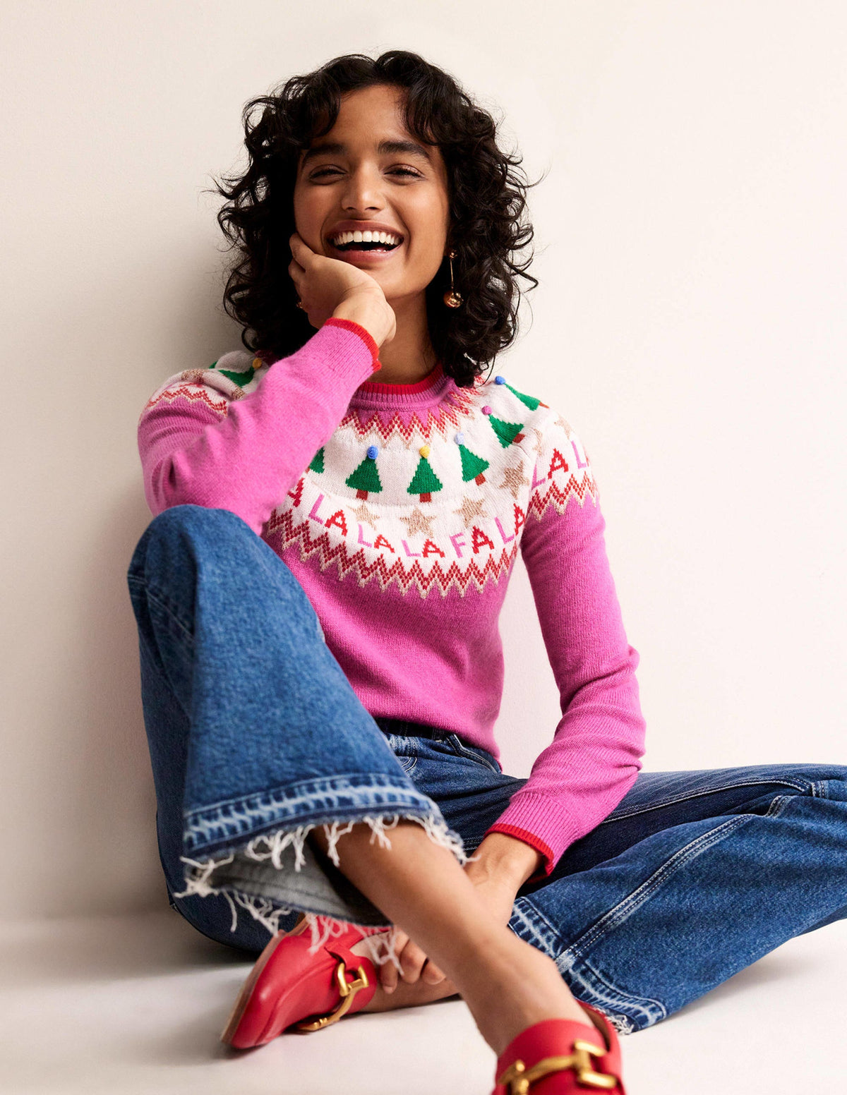 Edie Fair Isle Sweater-Vibrant Pink Fair Isle-1