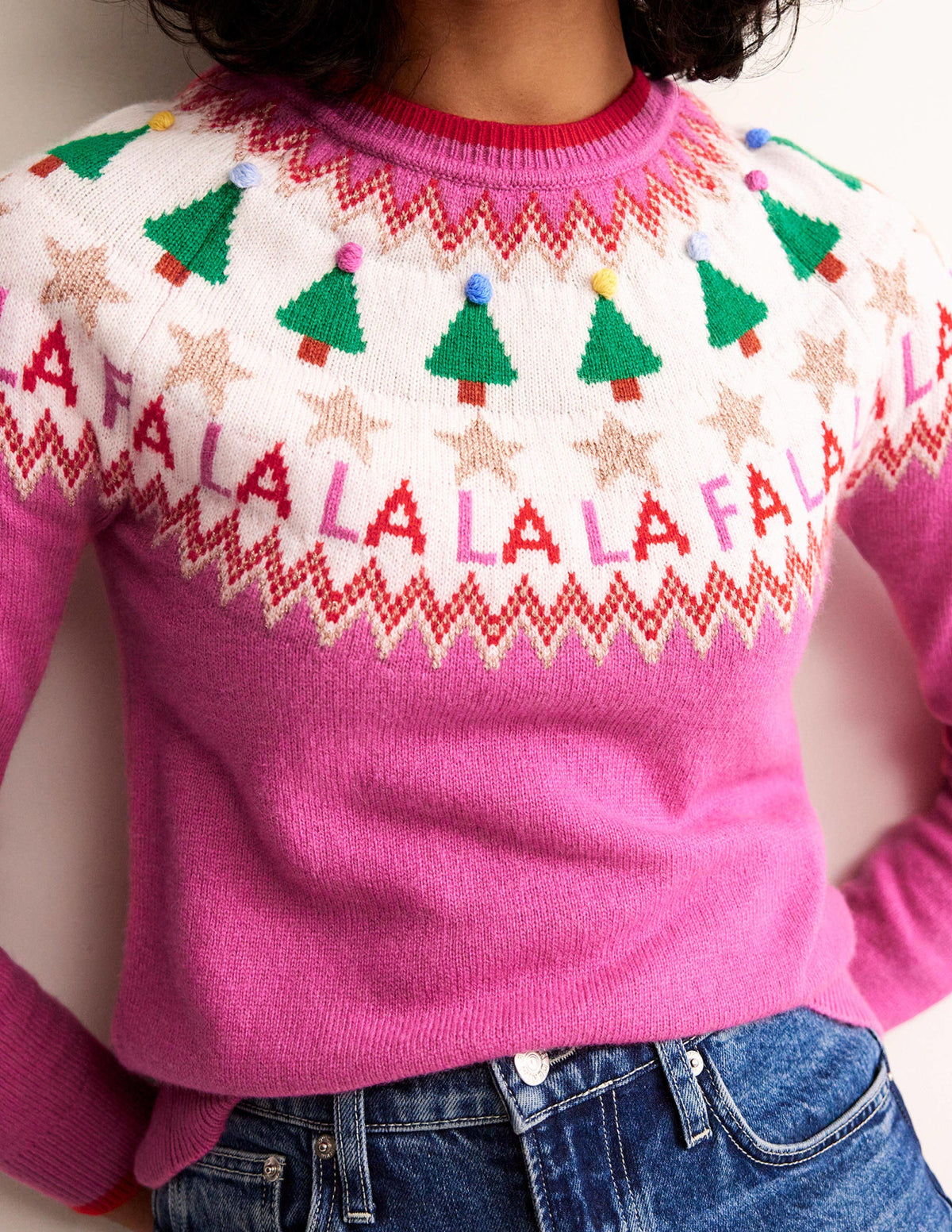 Edie Fair Isle Sweater-Vibrant Pink Fair Isle-2