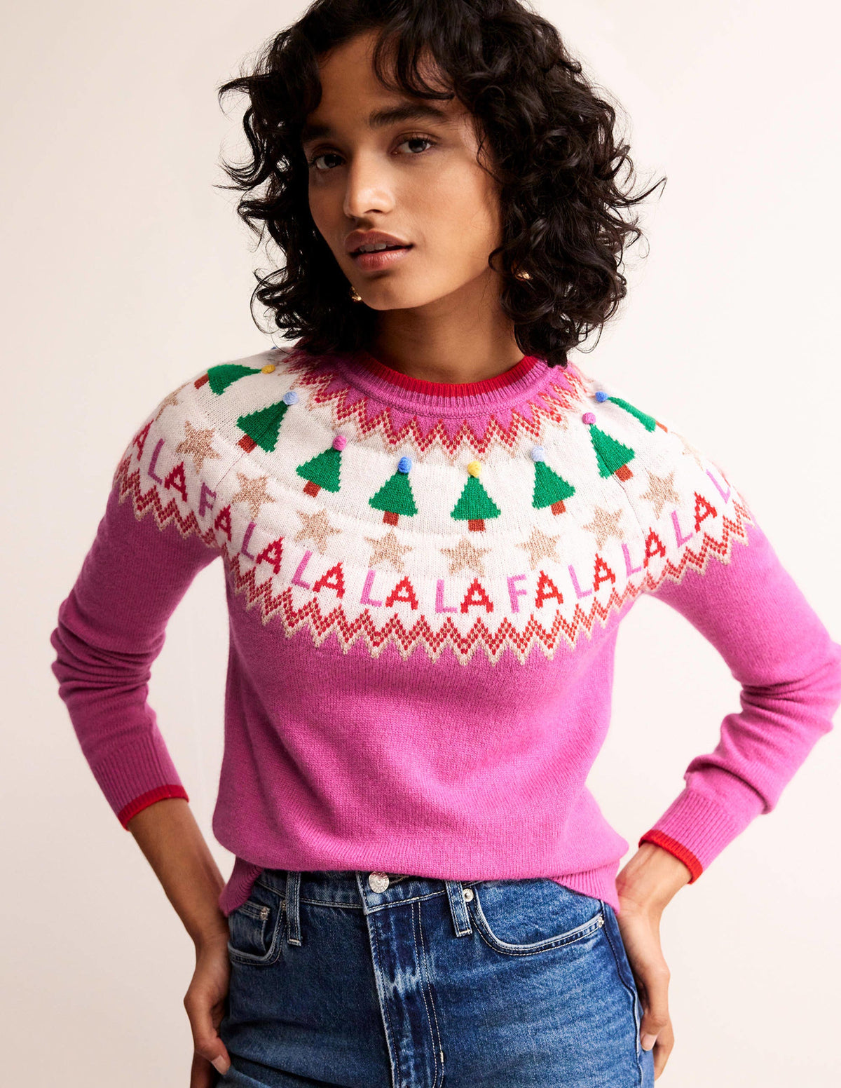 Edie Fair Isle Sweater-Vibrant Pink Fair Isle-4