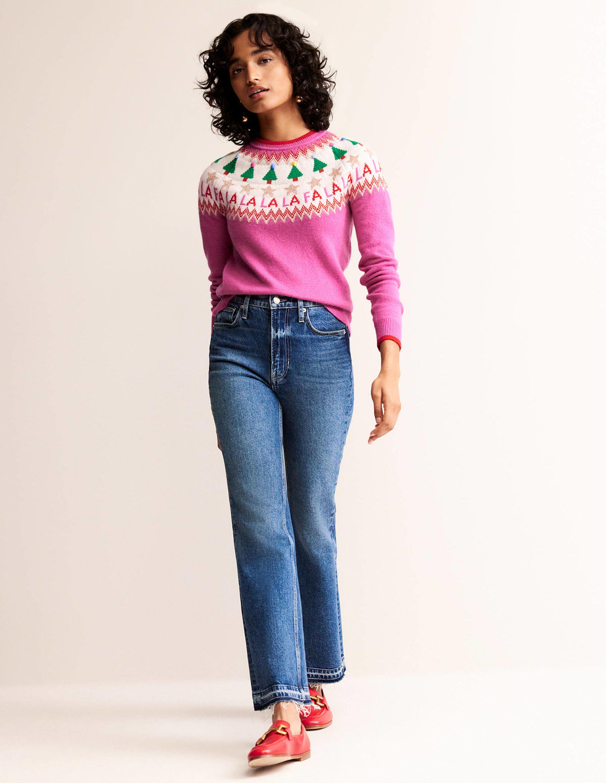 Edie Fair Isle Sweater-Vibrant Pink Fair Isle-5
