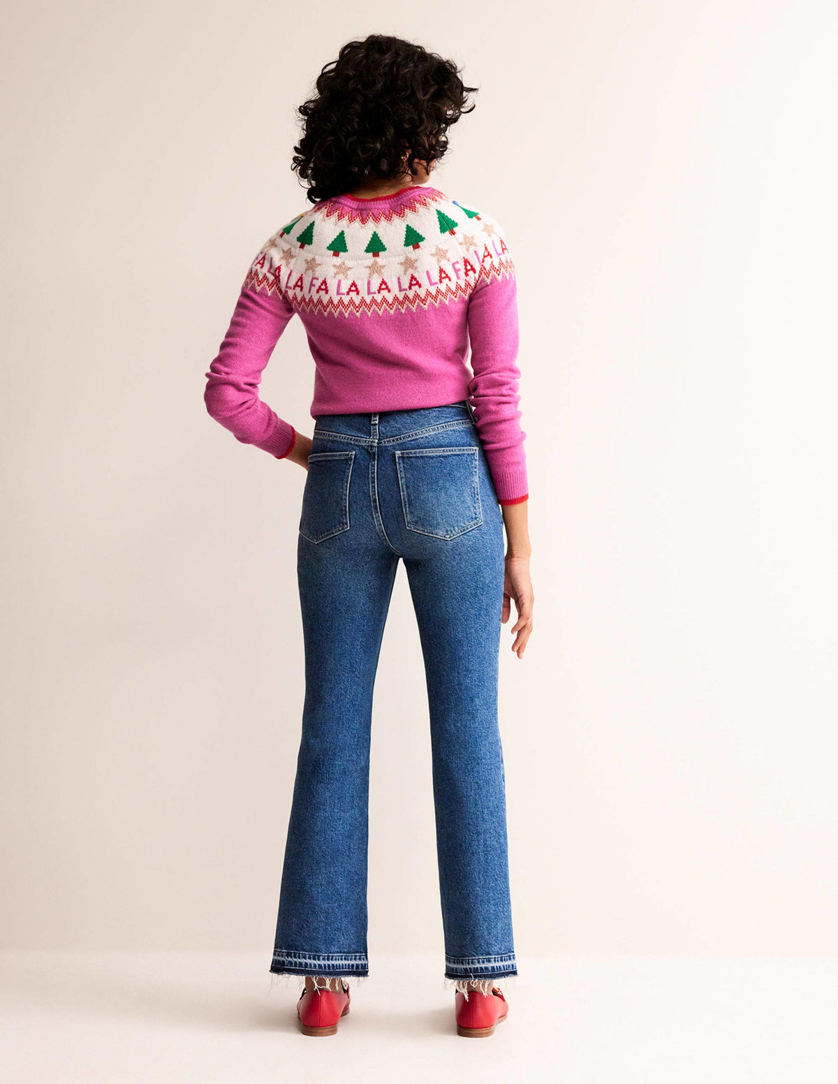 Edie Fair Isle Sweater-Vibrant Pink Fair Isle - Image 6
