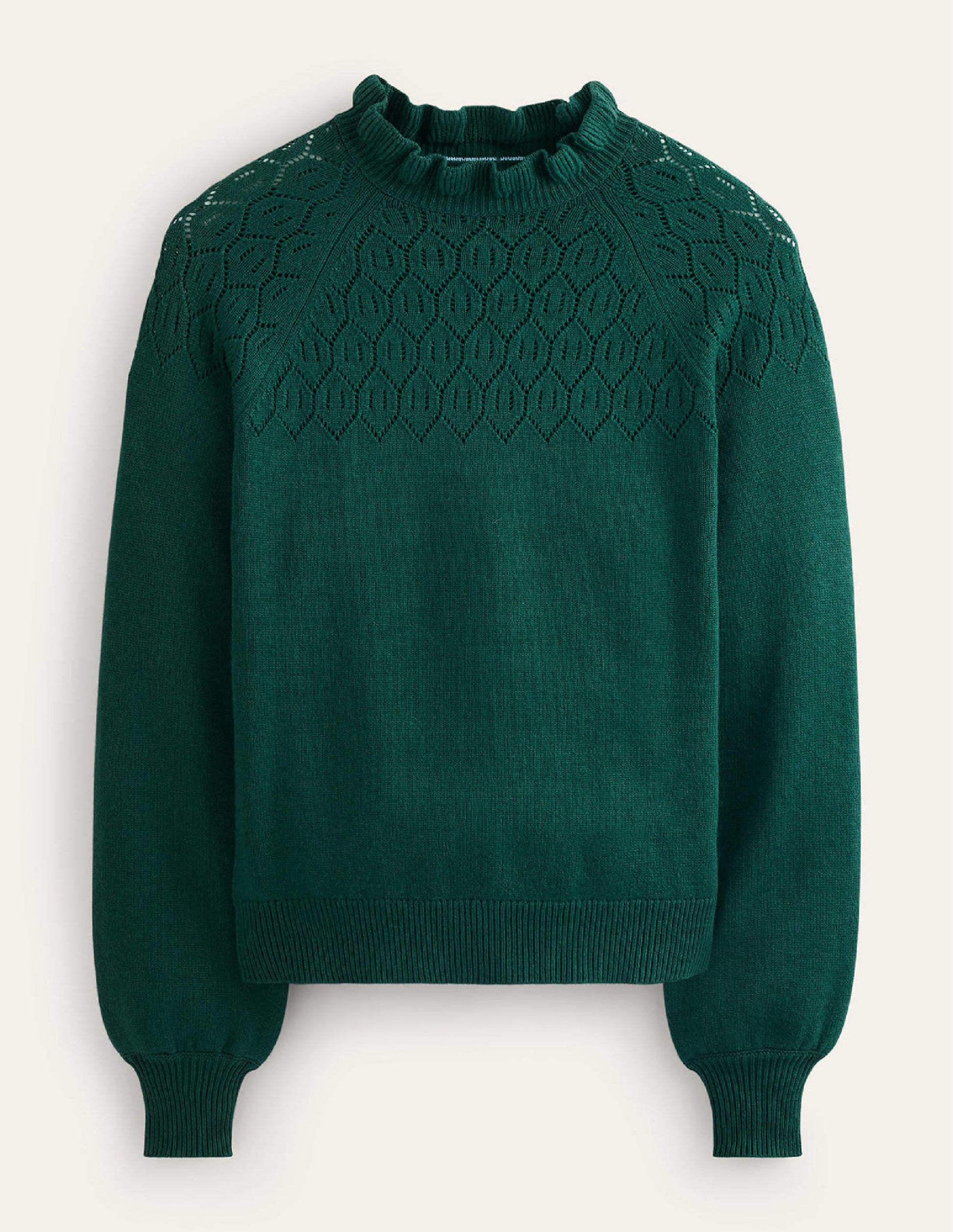 Pointelle Detailed Sweater-Emerald Night-5