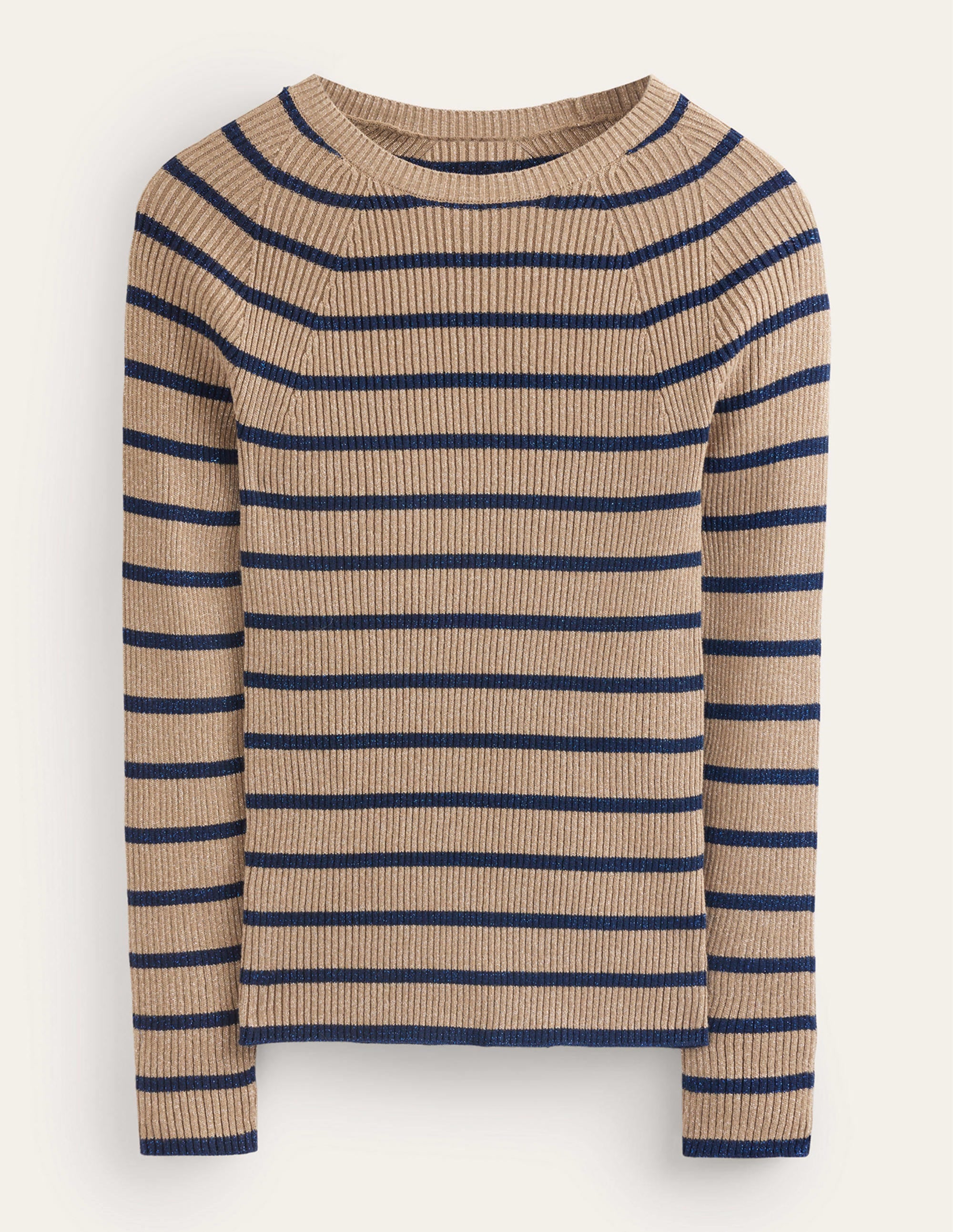 Effie Sparkle Stripe Sweater-Camel and Navy Stripe - Image 6