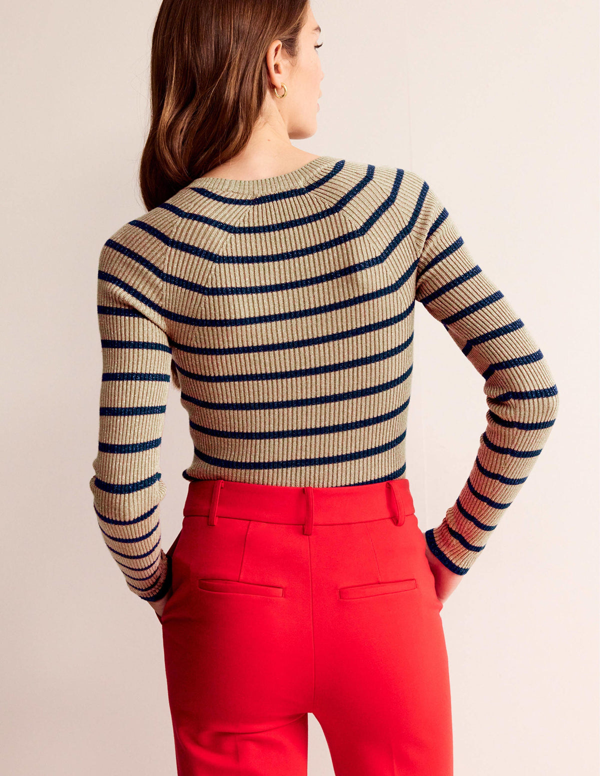 Effie Sparkle Stripe Sweater-Camel and Navy Stripe-3