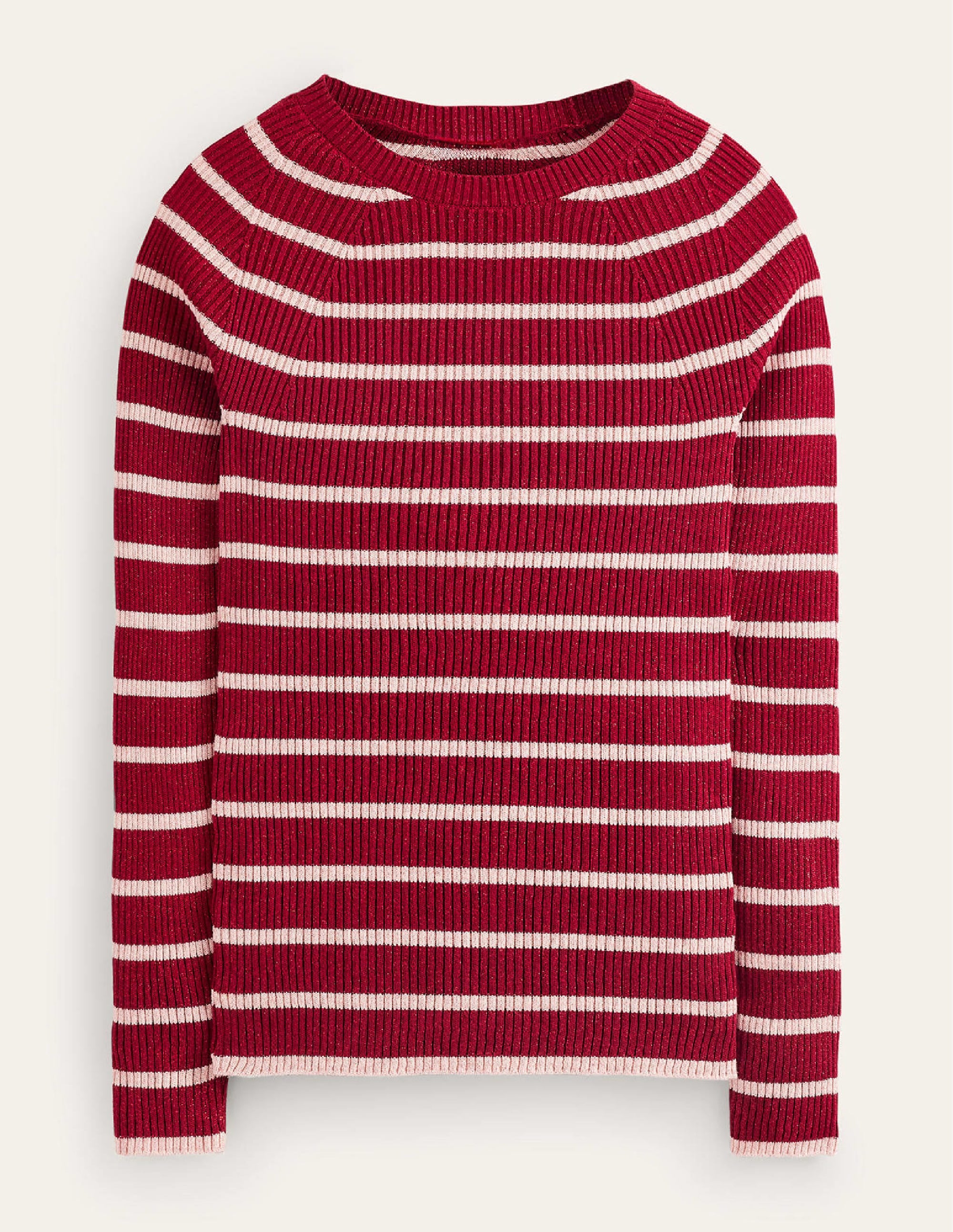 Effie Sparkle Stripe Sweater-Red, Chalky Pink Stripe - Image 5