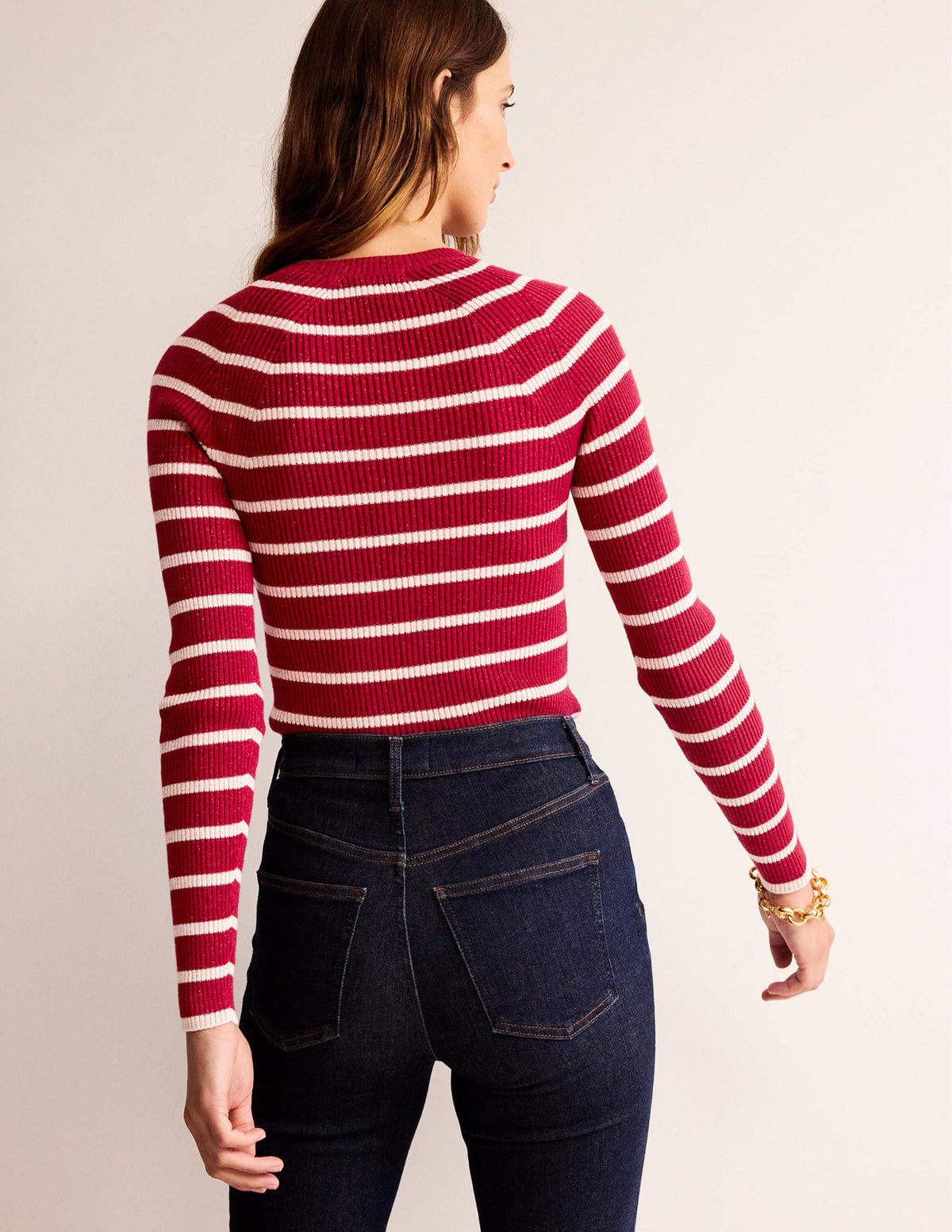 Effie Sparkle Stripe Sweater-Red, Chalky Pink Stripe - Image 3