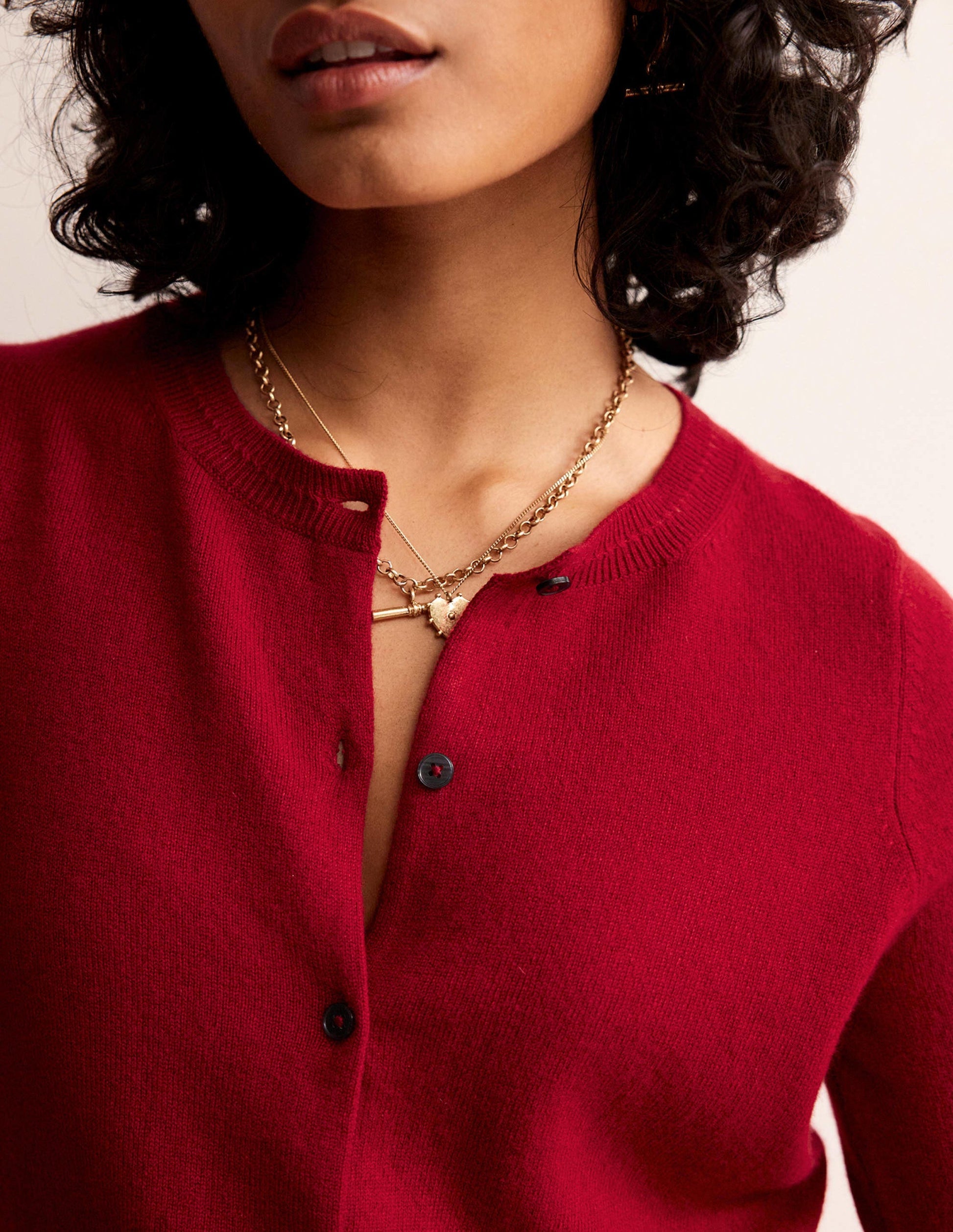 Eva Cashmere Crew Cardigan-Salsa-2