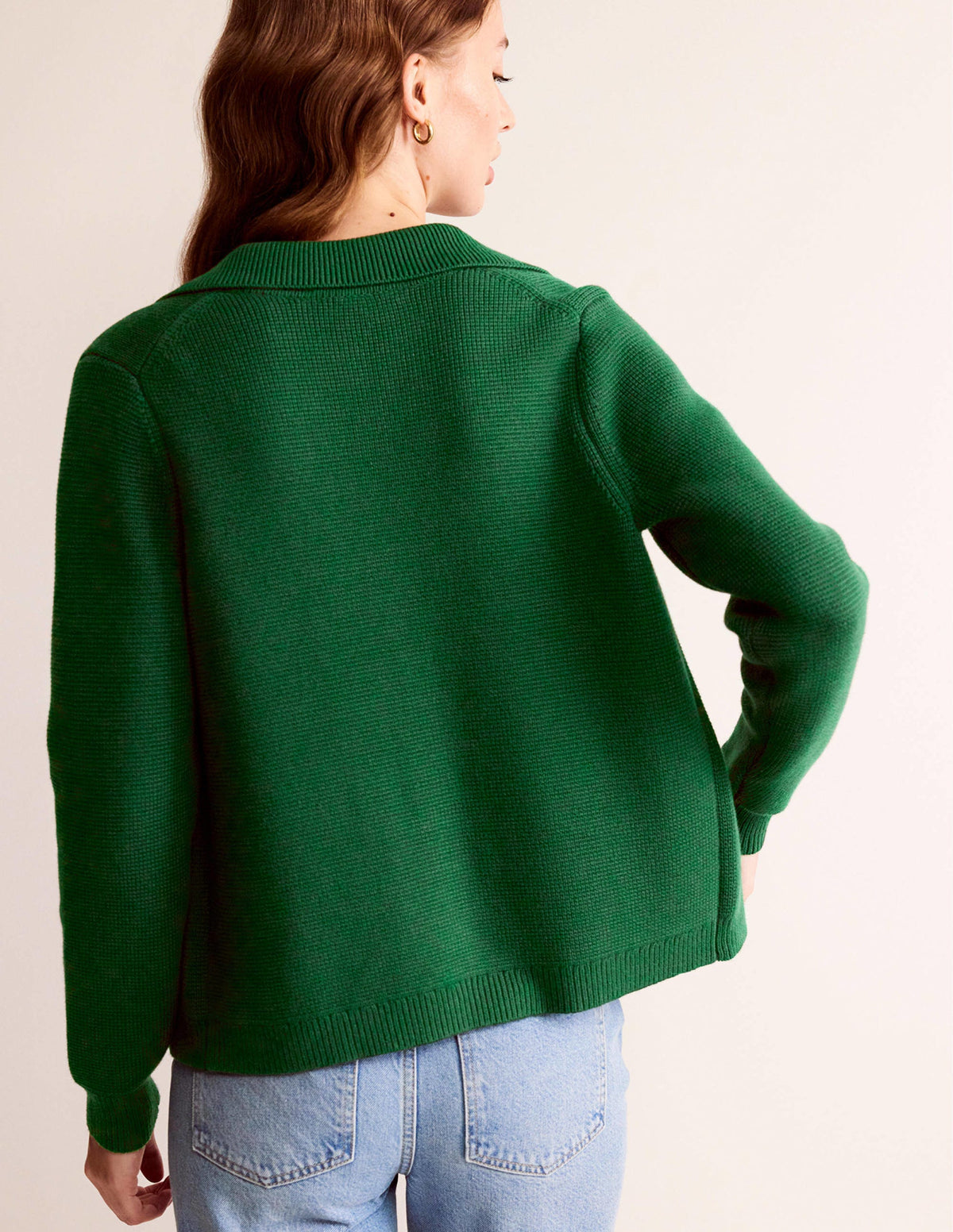 Emily Wool Blend Cardigan-Hunter Green - Image 3