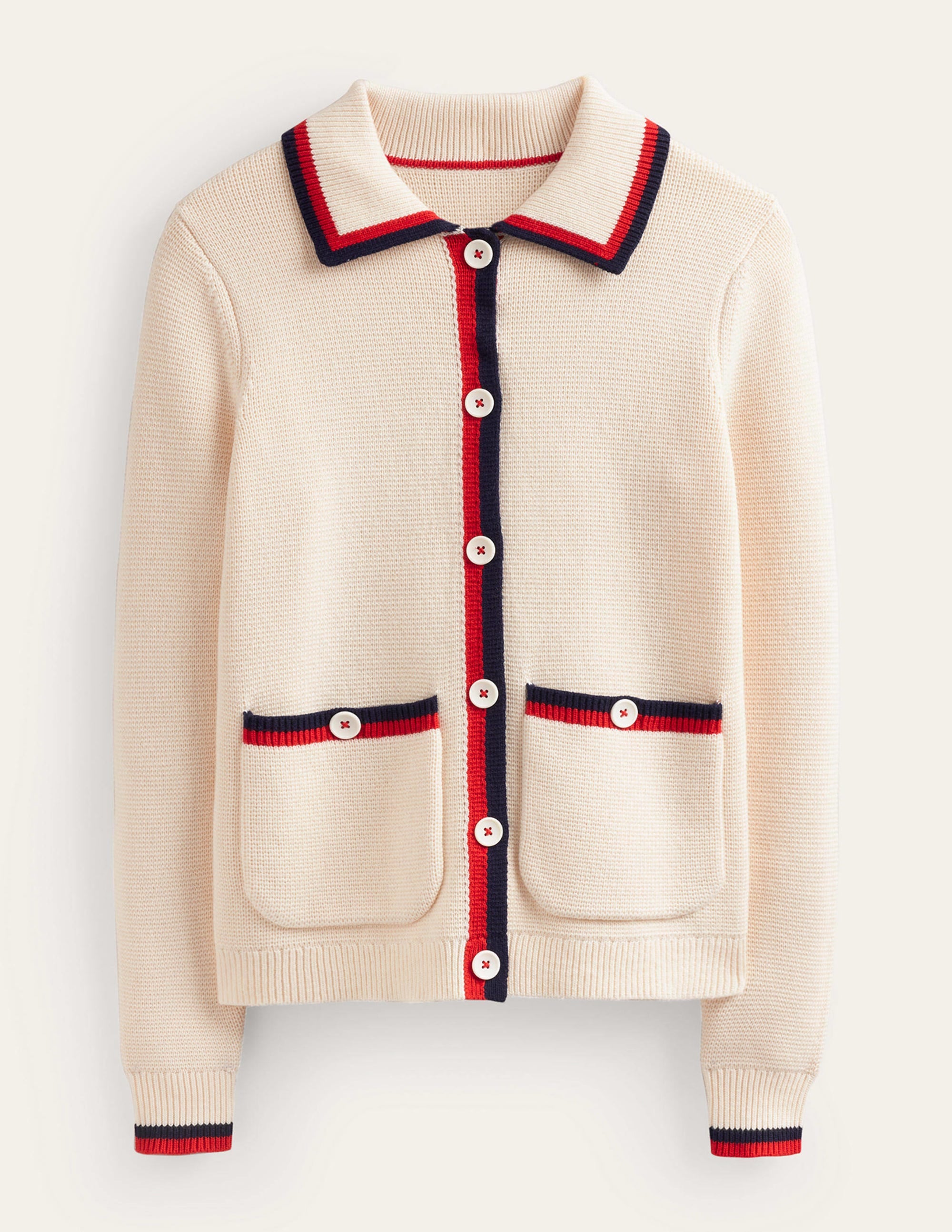 Emily Wool Blend Cardigan-Warm Ivory, Hot Pepper Tipping - Image 5
