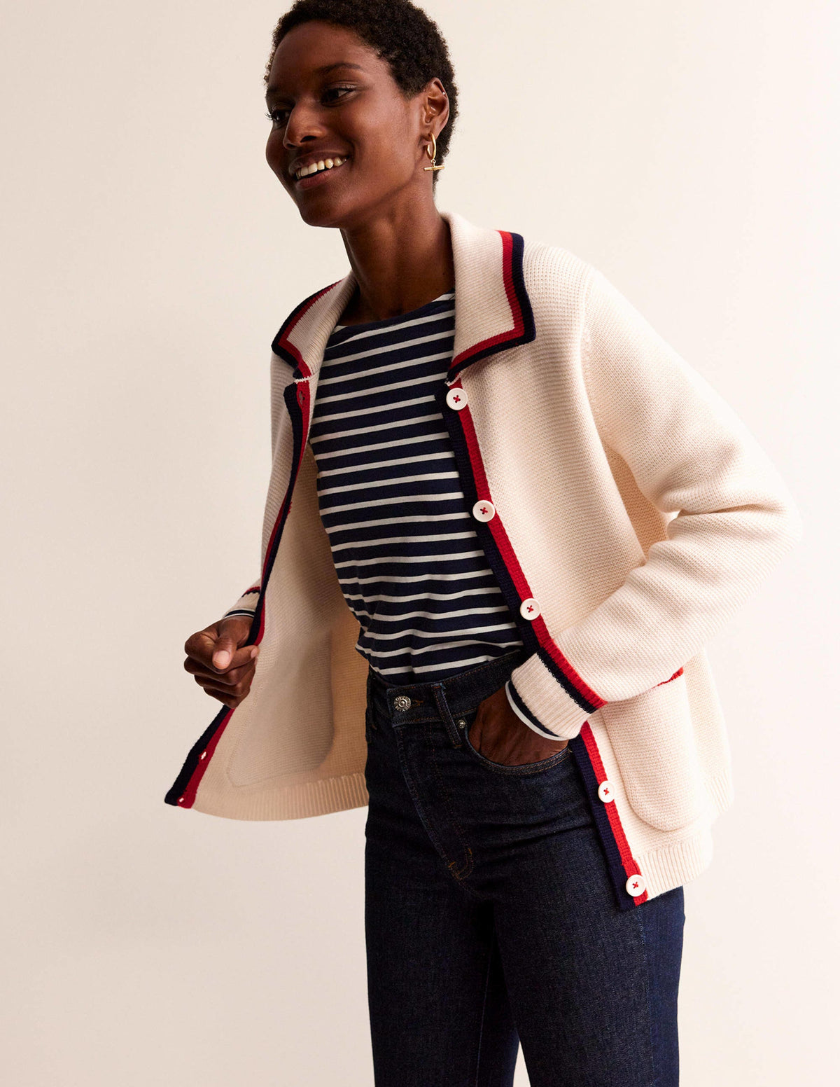 Emily Wool Blend Cardigan-Warm Ivory, Hot Pepper Tipping-1