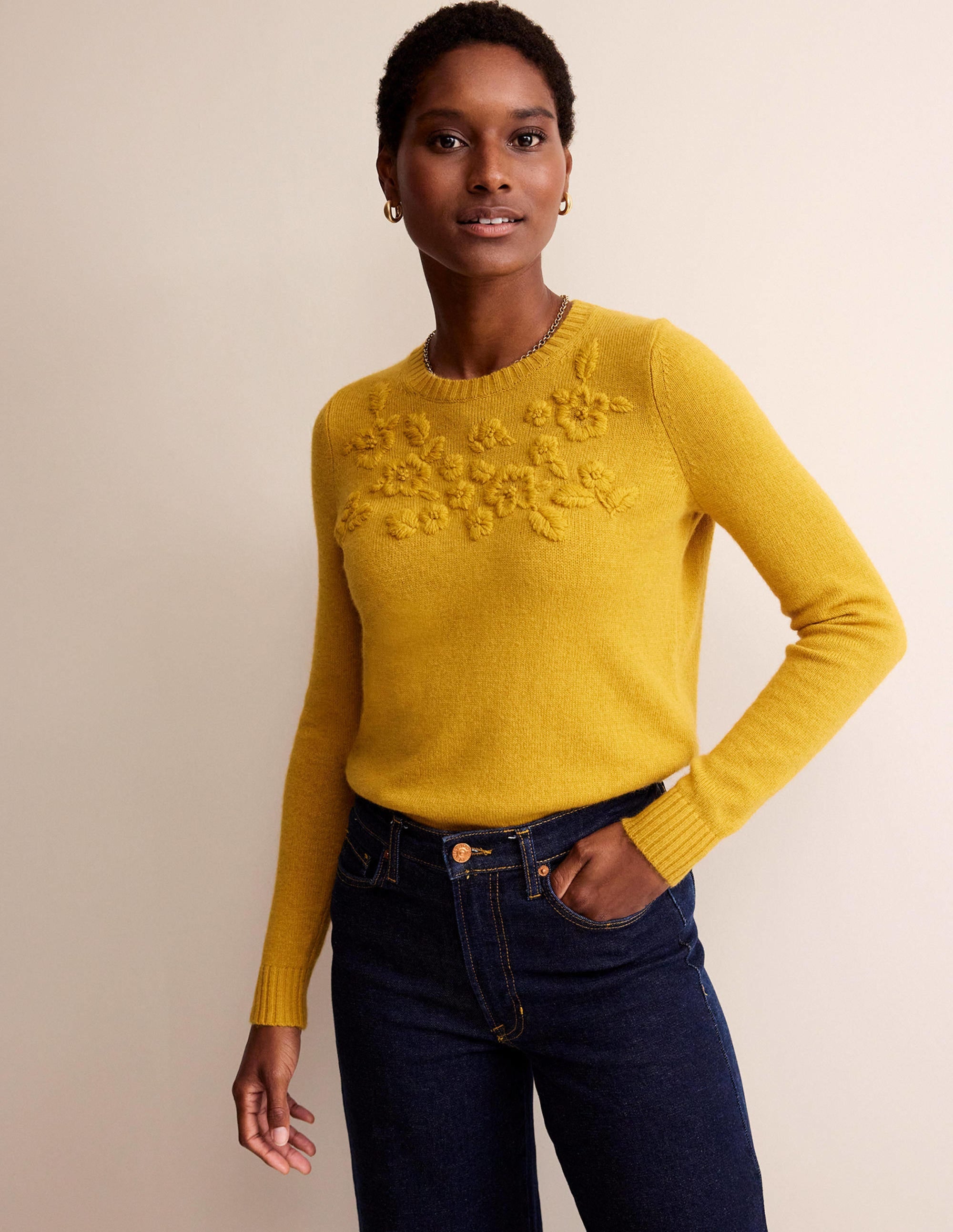 Embroidered Crew-Neck Sweater-Dijon - Image 1