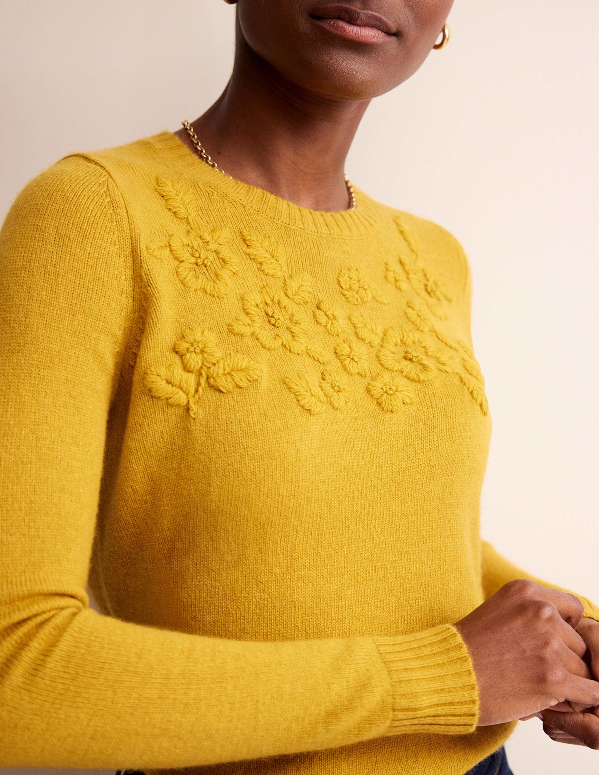 Embroidered Crew-Neck Sweater-Dijon-2